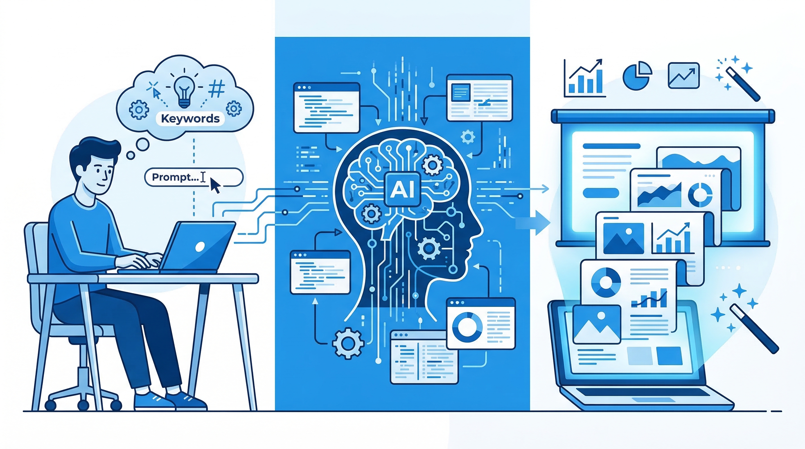 Как нейросеть создаёт презентацию — от ввода темы до готовых слайдов