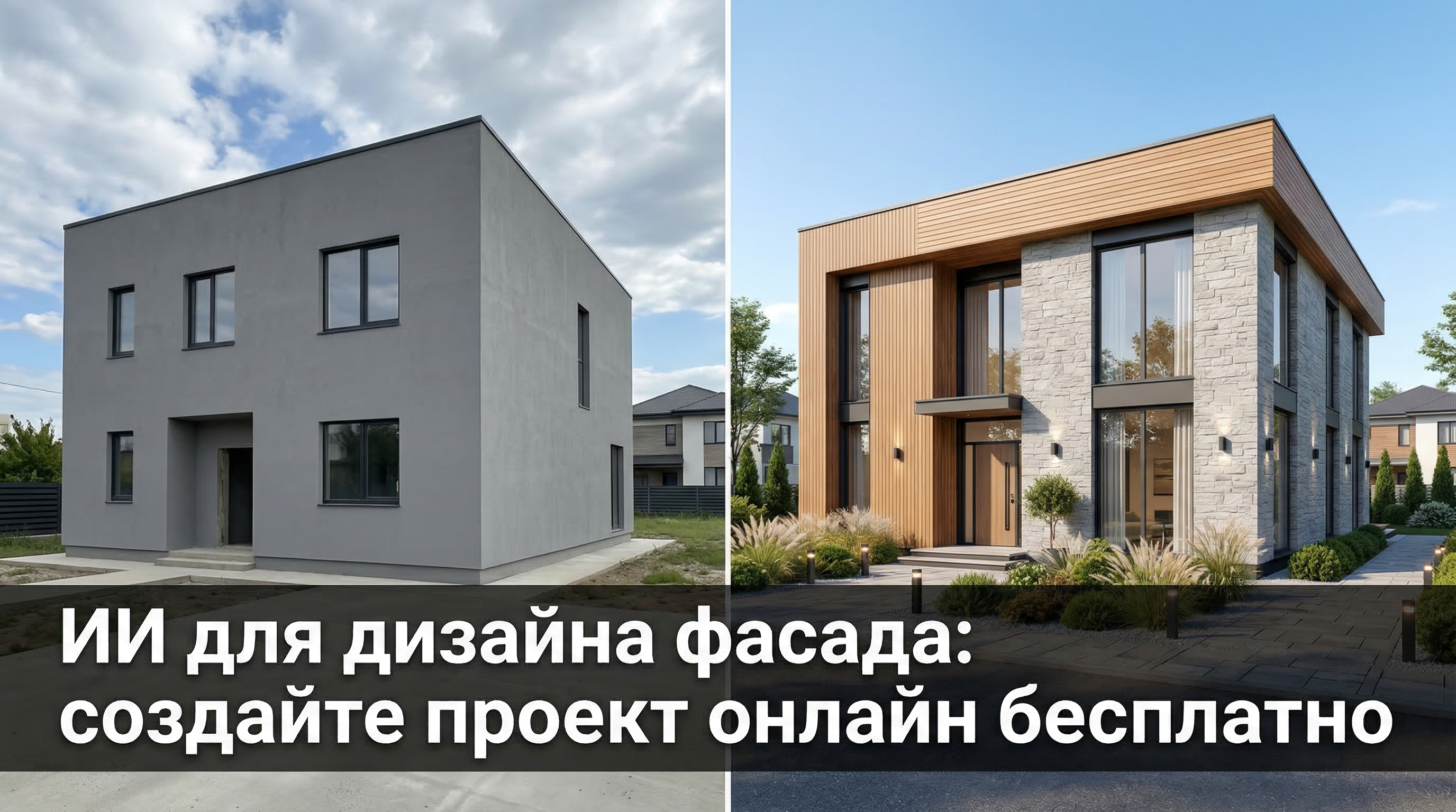 ИИ для дизайна фасада — до и после визуализации с нейросетью