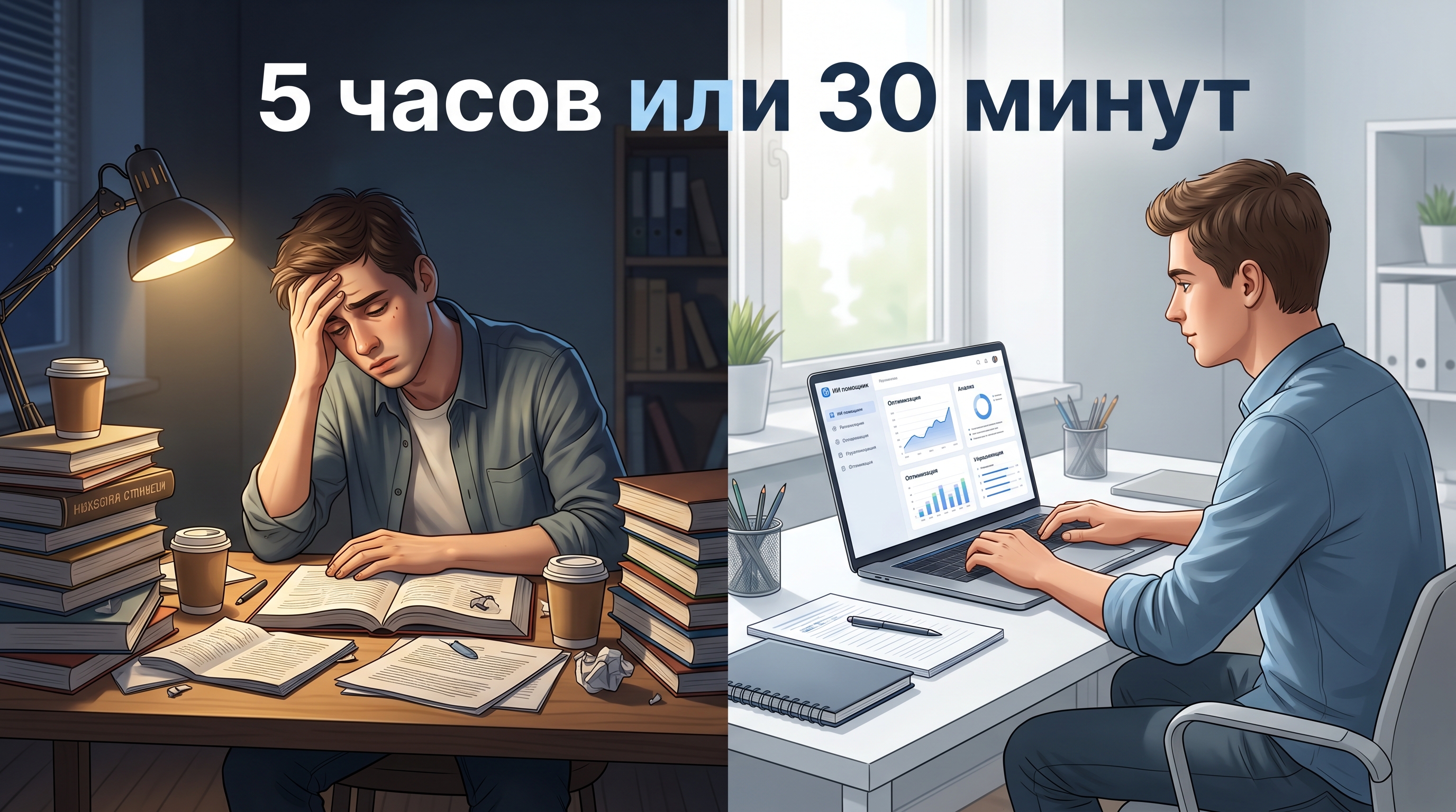 5 часов или 30 минут — сравнение времени на учёбе вручную и с нейросетью