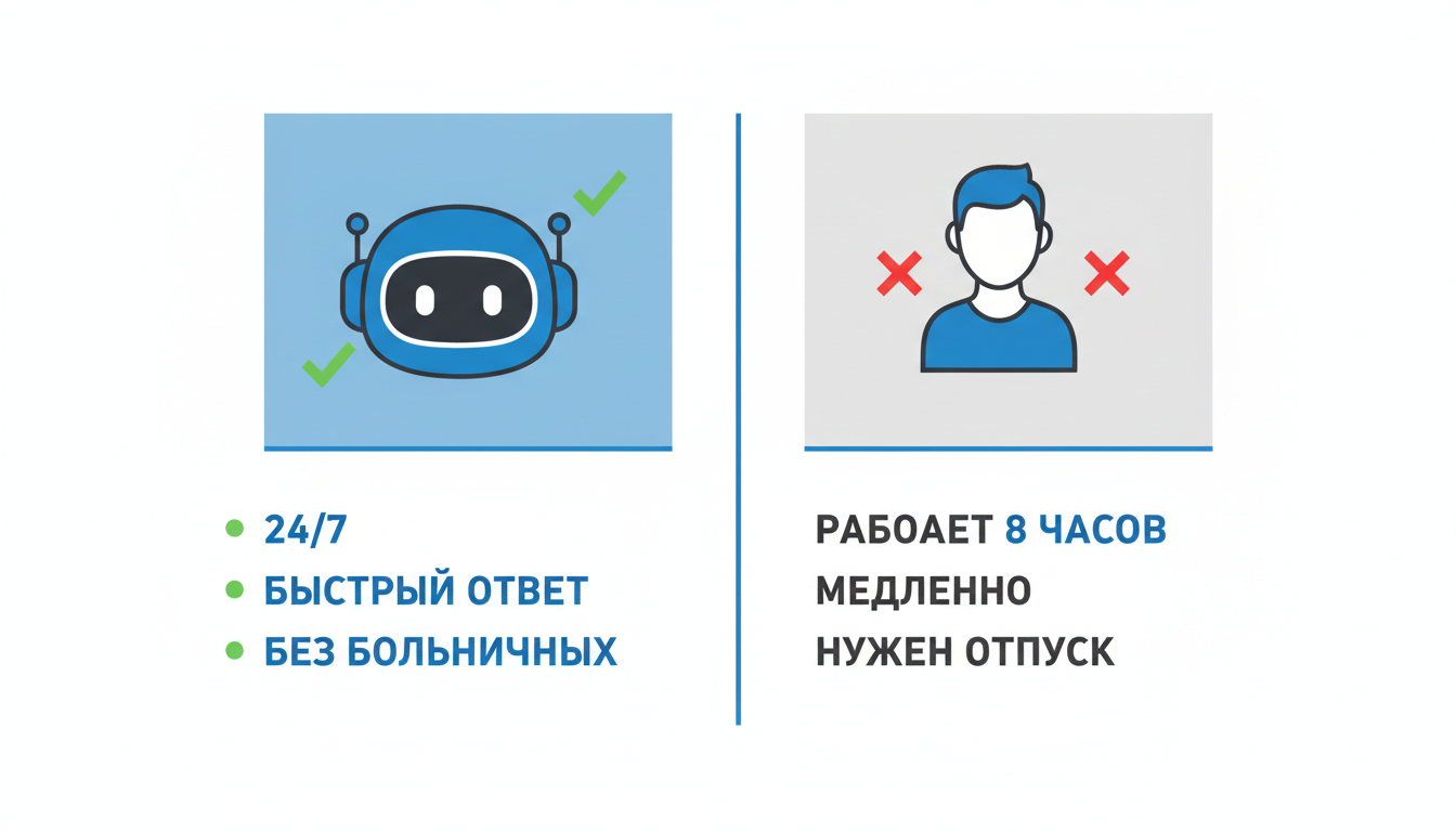 Инфографика: сравнение ИИ-менеджера и живого менеджера