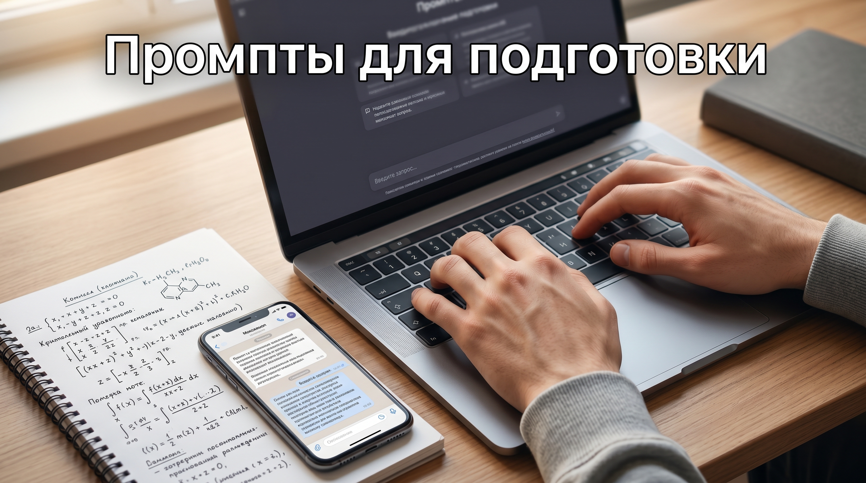 Студент пишет промпт нейросети для подготовки к экзамену