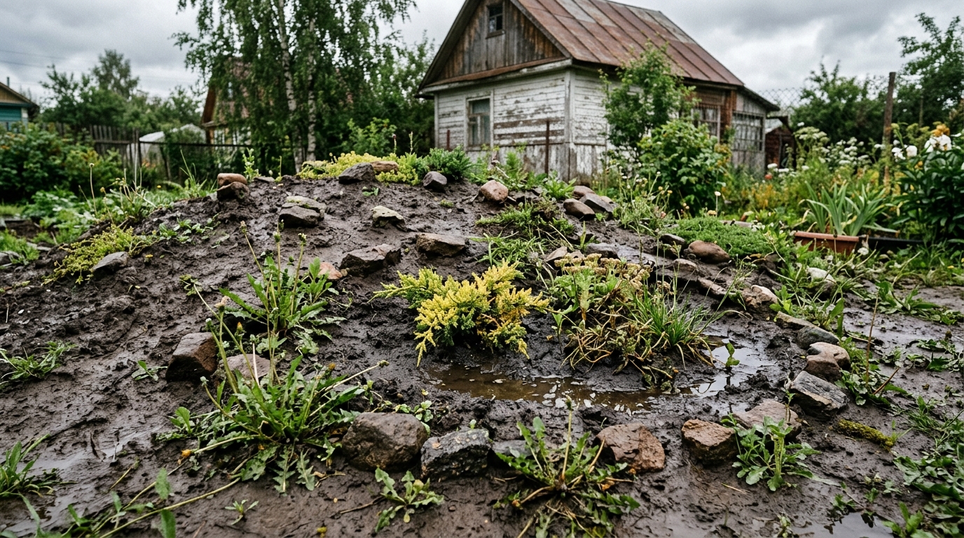 Типичные ошибки: горка с переувлажнением и недостатком камней