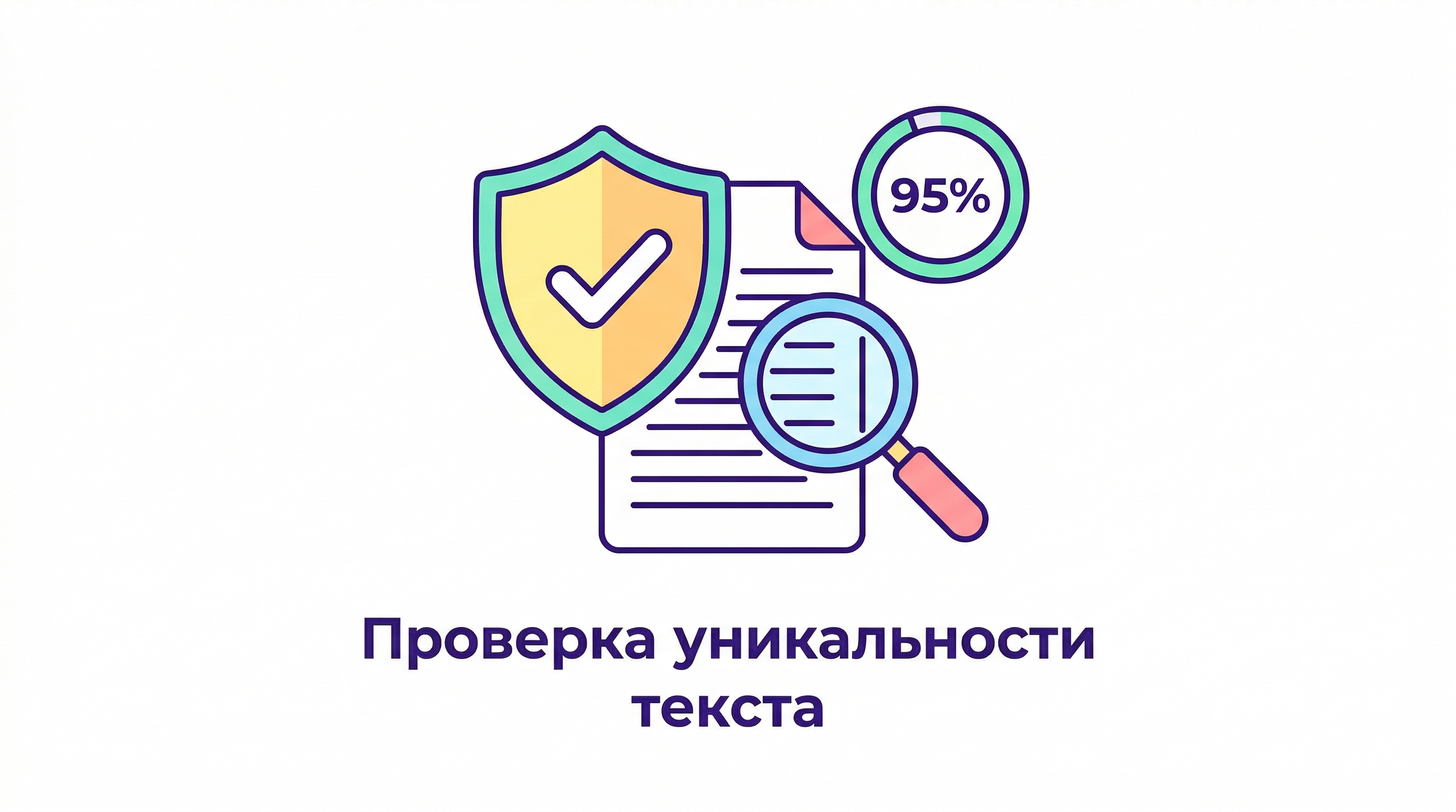 Проверка уникальности научной статьи — щит, лупа, 95% оригинальности