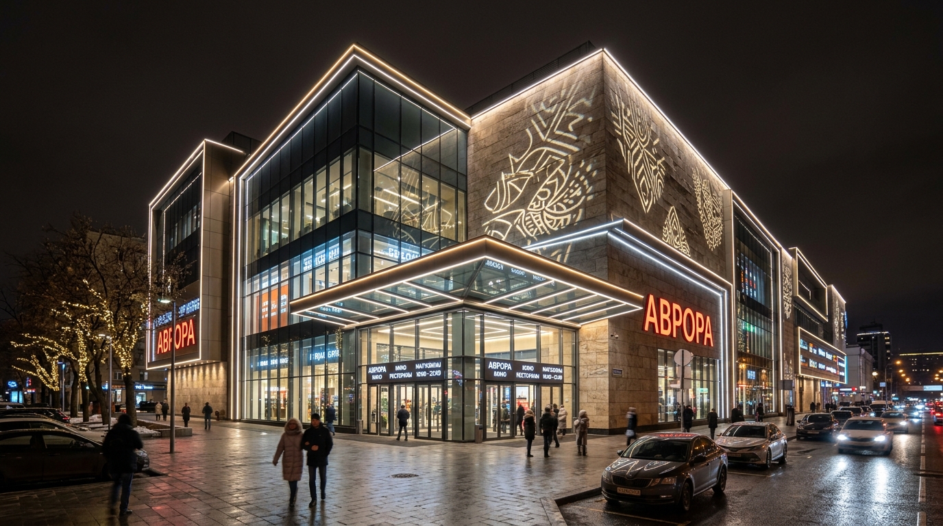 Архитектурное освещение торгового центра