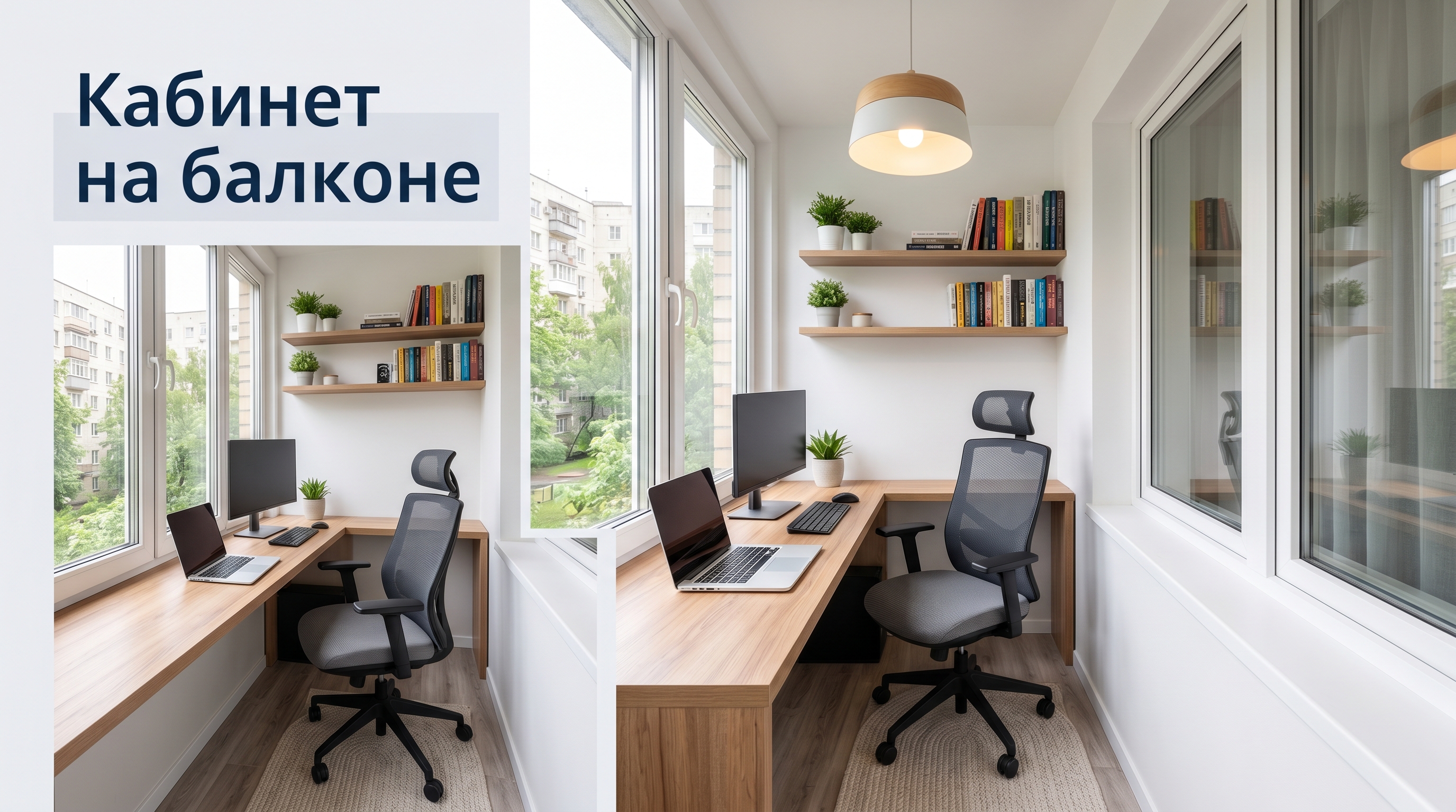 Кабинет на балконе 3 кв м — рабочее место со столом и компьютером