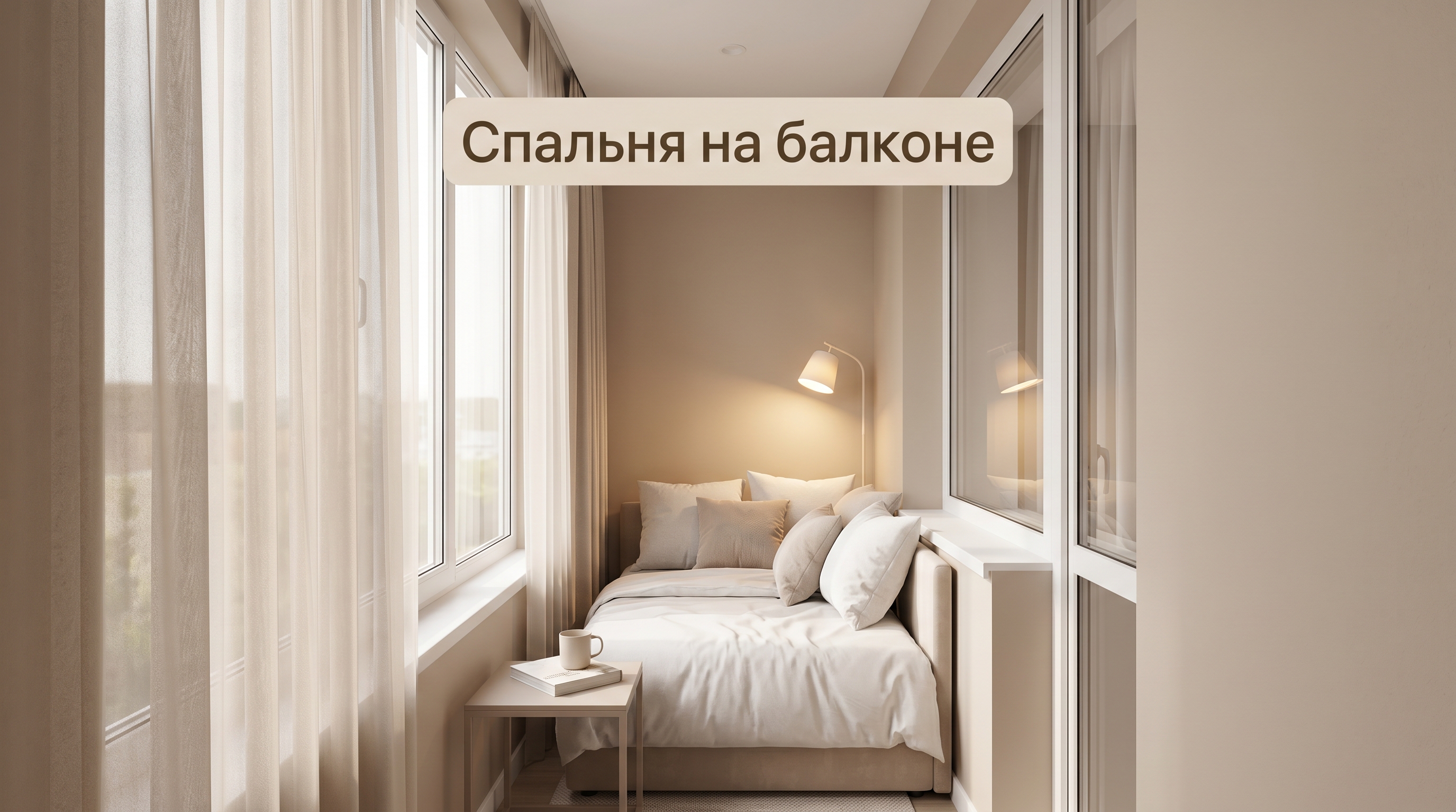Спальня на балконе 3 кв м — диван-альков с подушками