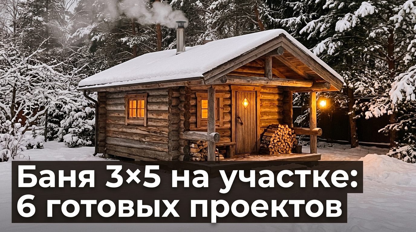 Баня 3×5 на участке: 6 готовых проектов с печкой и моечной