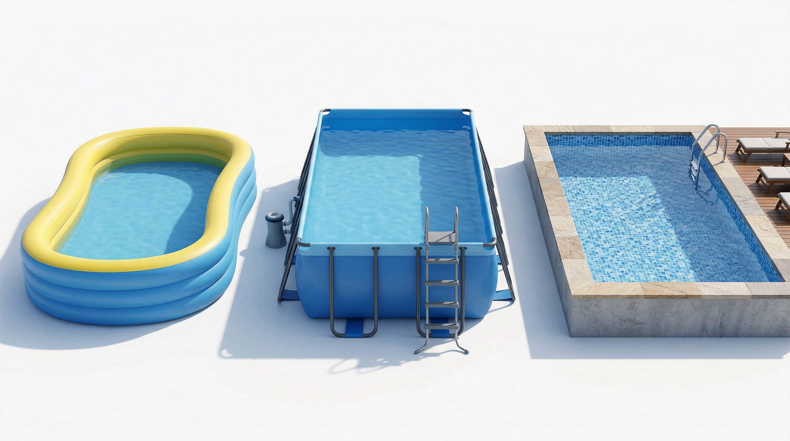 Три вида бассейнов: надувной, каркасный и стационарный