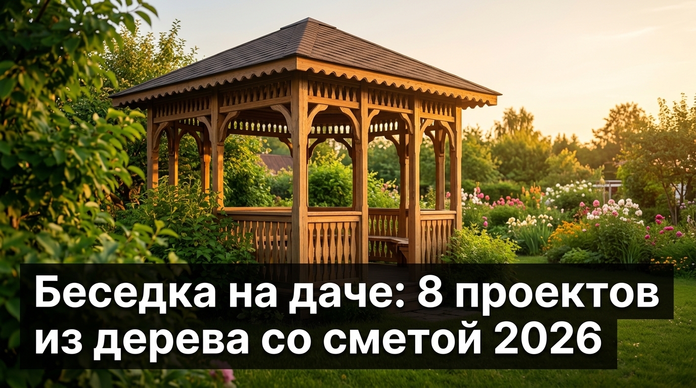 Беседка на даче: 8 проектов из дерева со сметой 2026