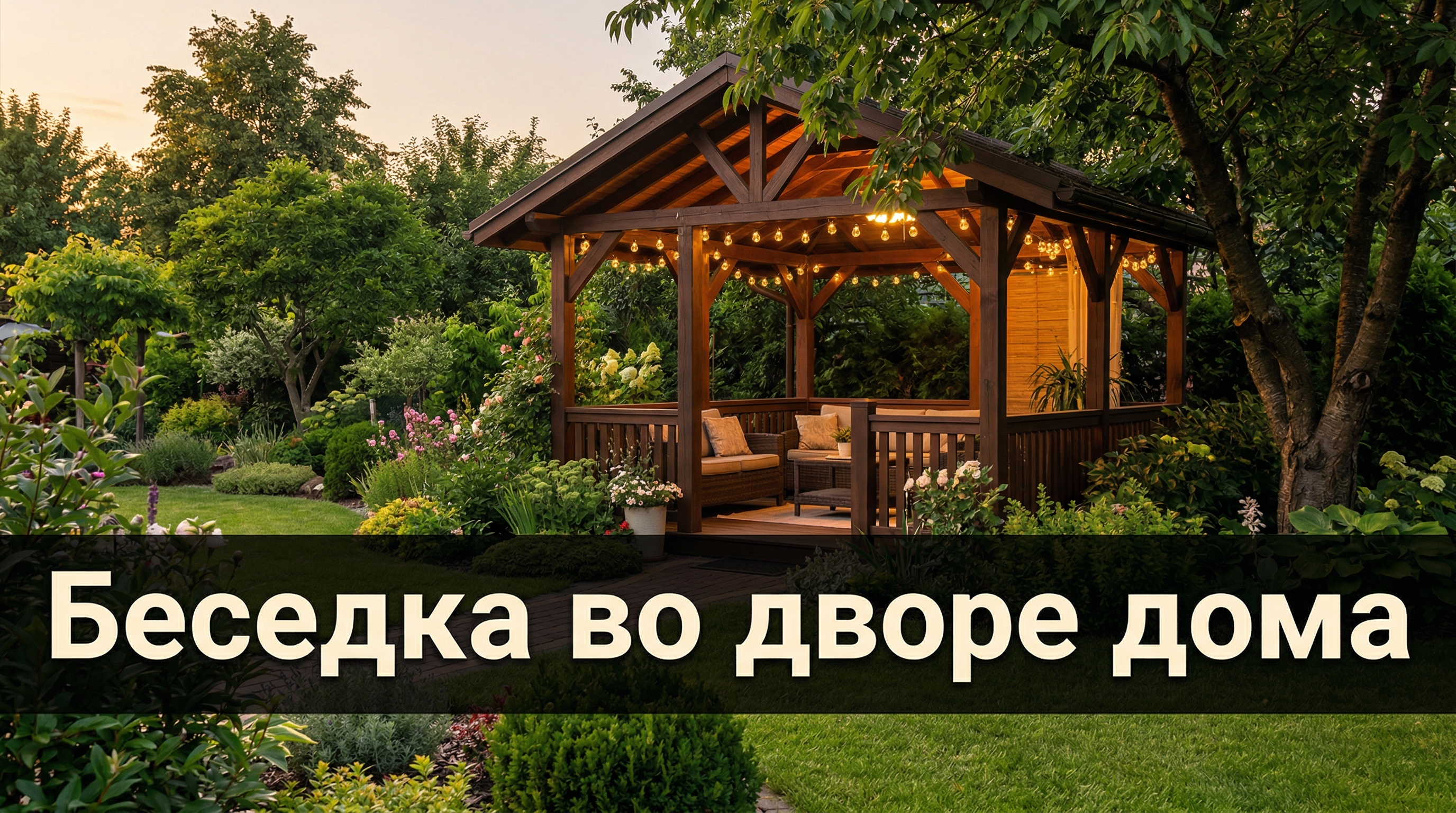 Беседка во дворе дома — деревянная постройка в саду