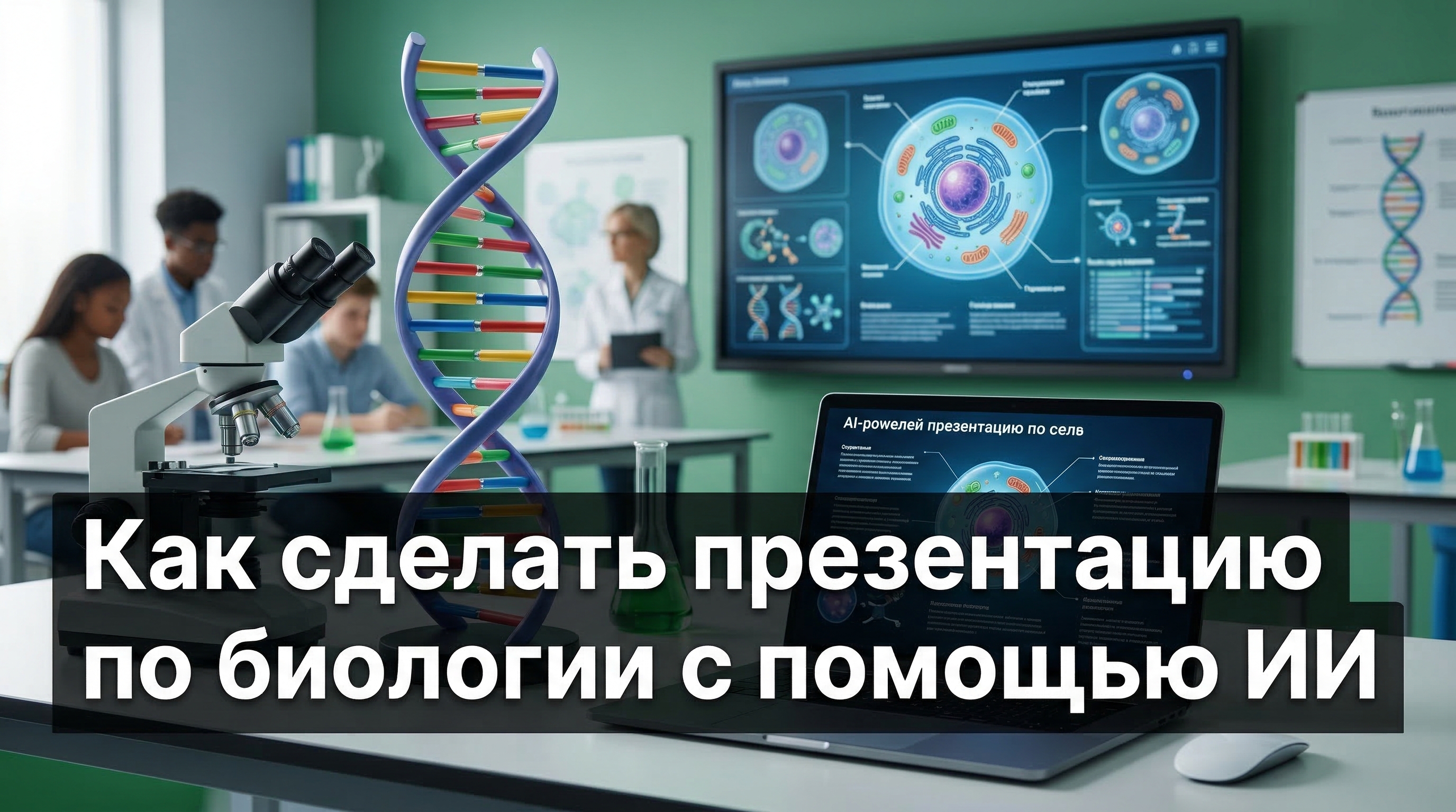 Как сделать презентацию по биологии с помощью ИИ — обложка статьи