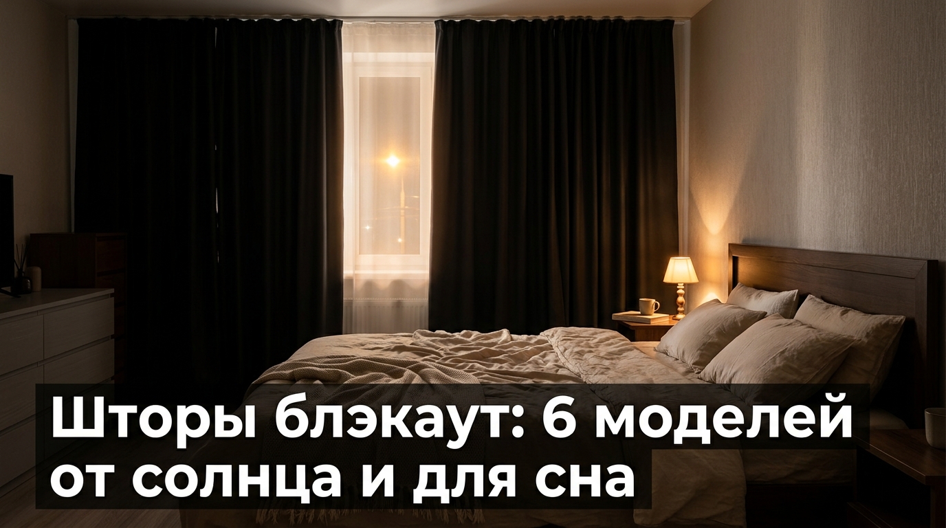 Спальня с закрытыми шторами блэкаут — свет пробивается тонкой полоской по краям