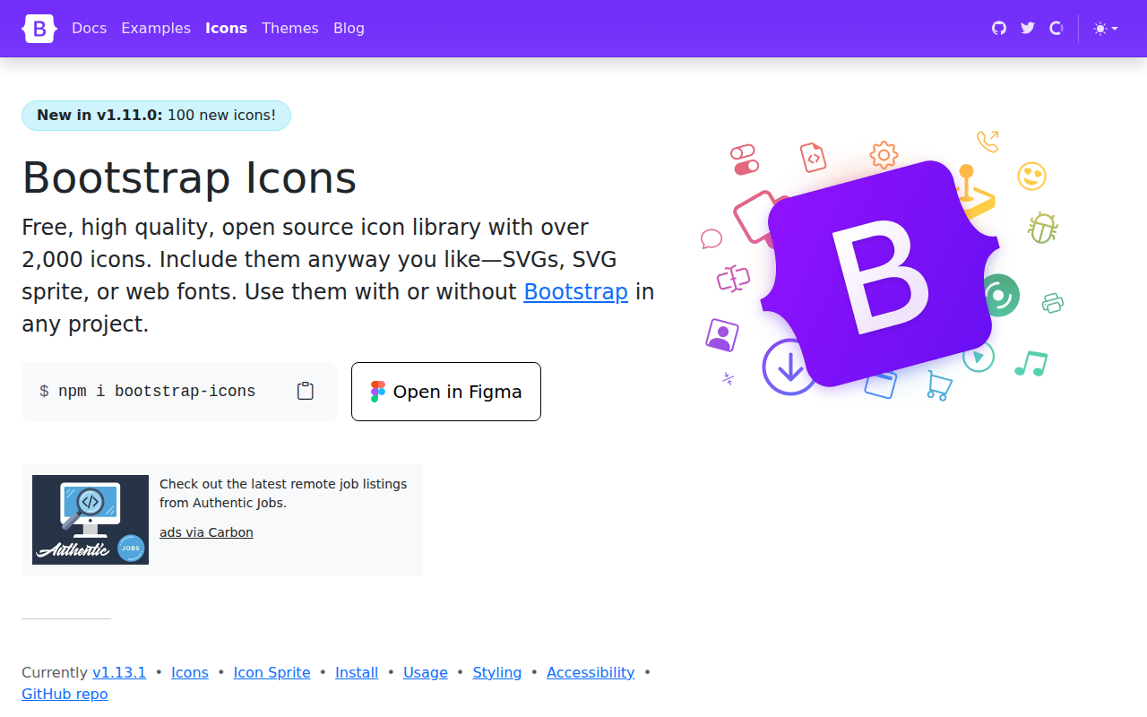 Скриншот Bootstrap Icons
