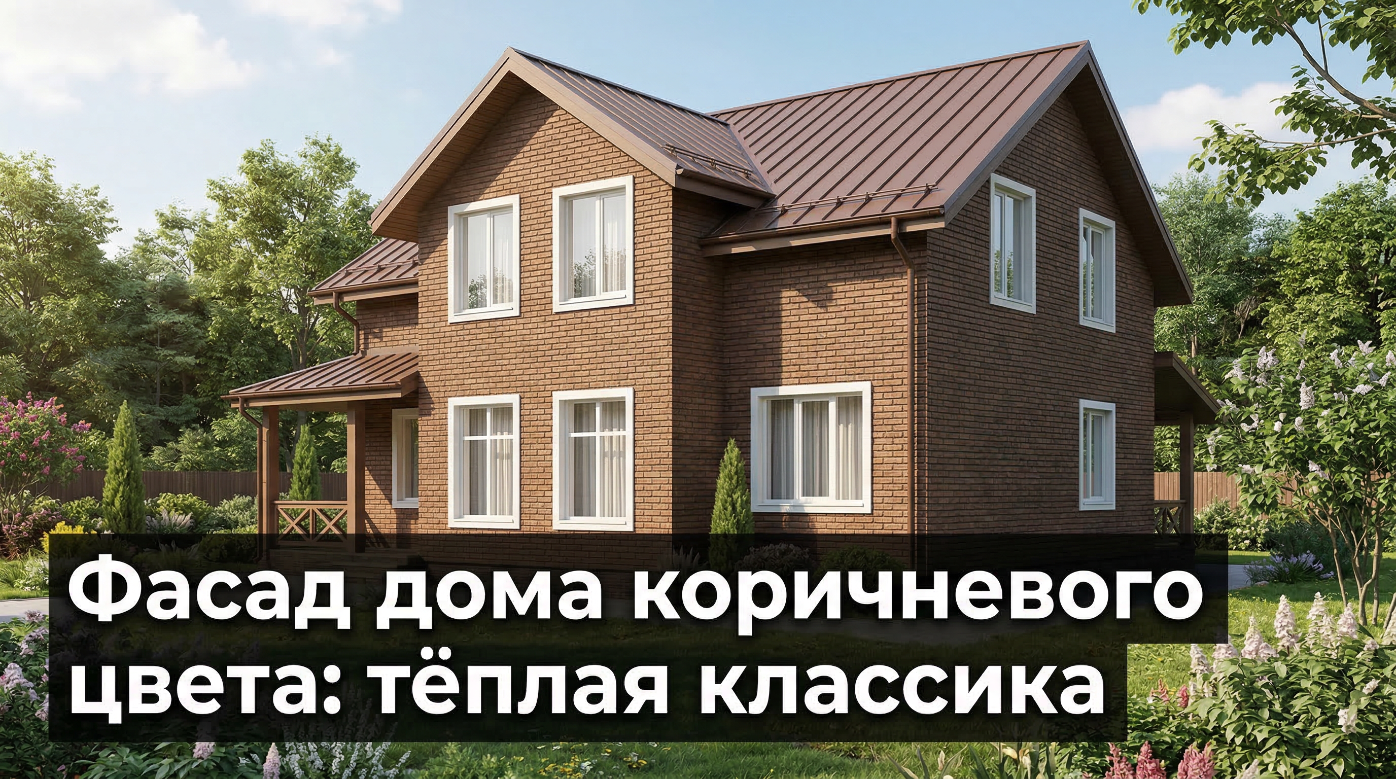 Коричневый фасад дома — тёплая классика в архитектуре частного домостроения