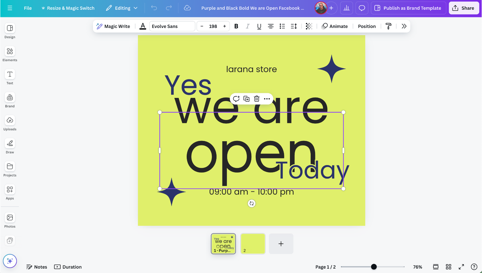 Скриншот редактора Canva с функцией Magic Design для создания AI-презентаций