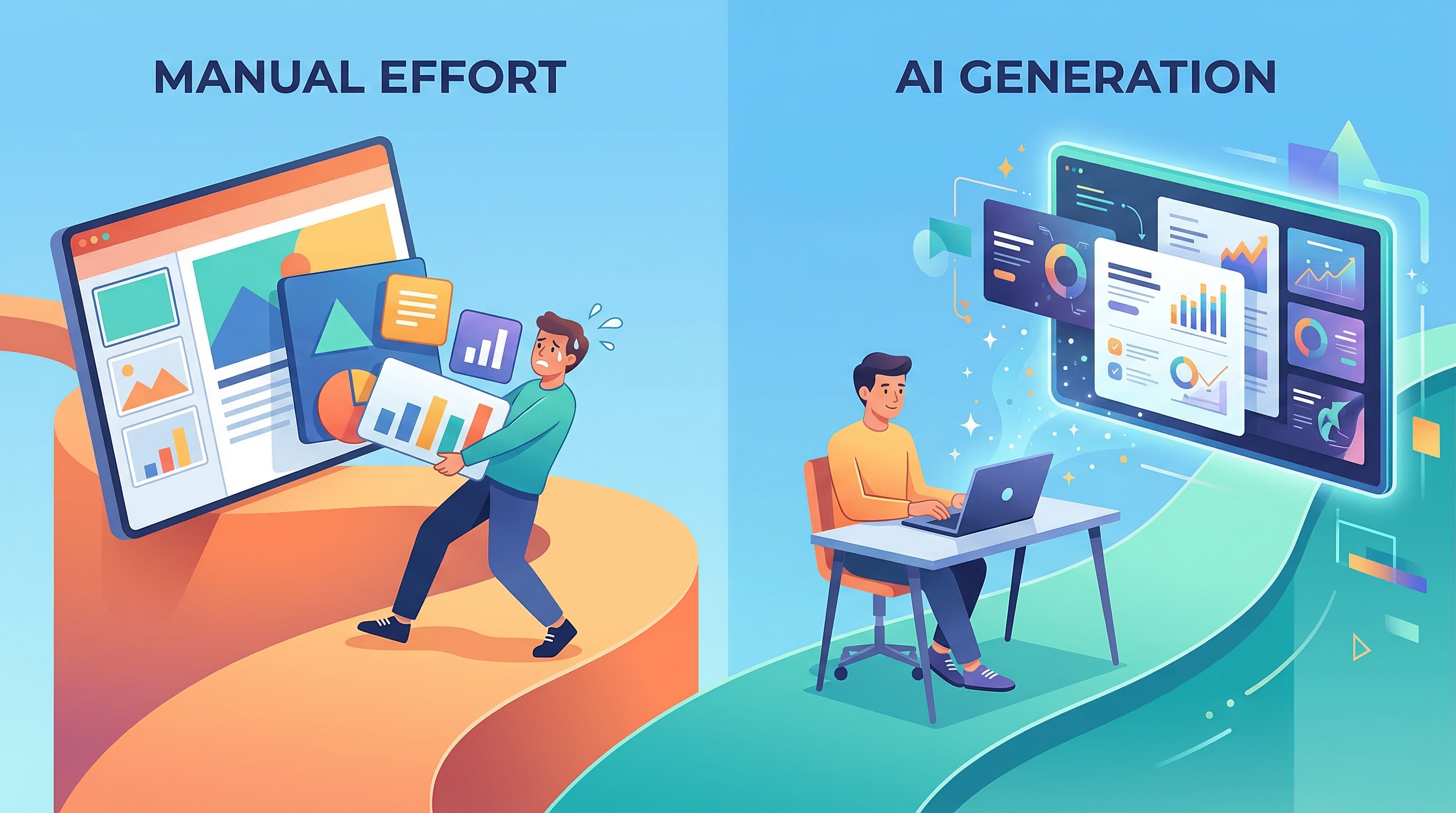 Сравнение ручного создания презентации и автоматической генерации нейросетью