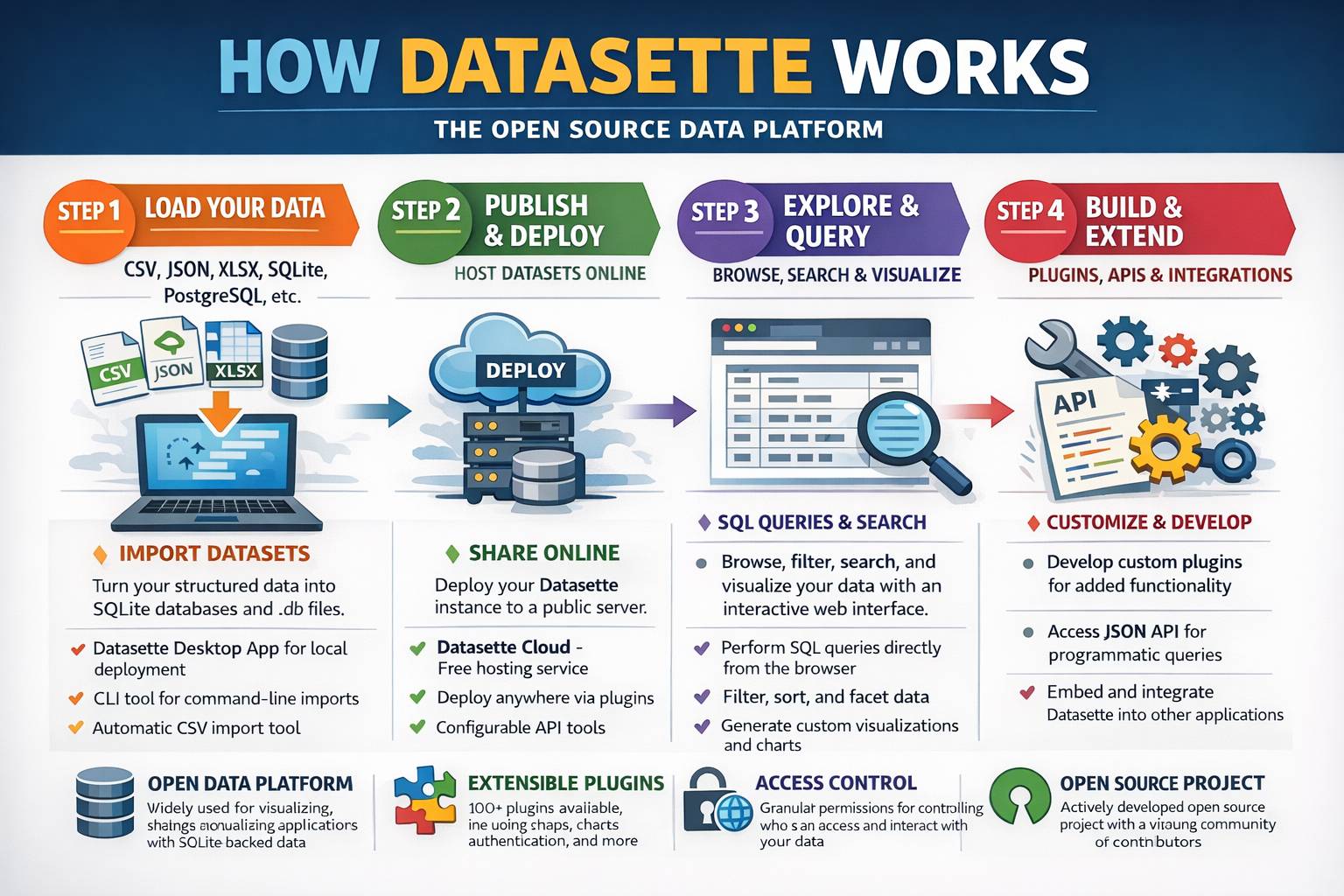 Пример работы GPT Image 1.5 — инфографика How Datasette Works
