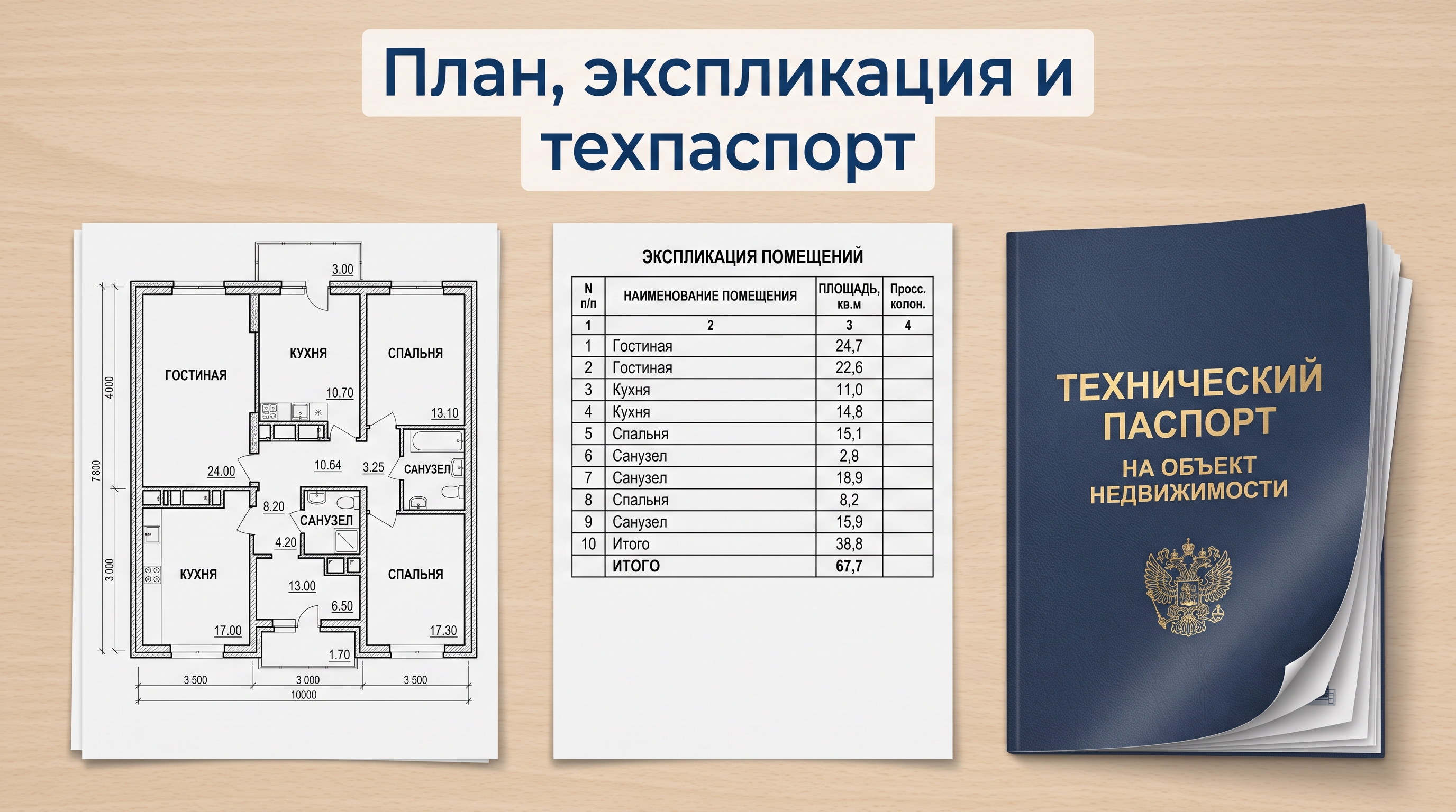Поэтажный план, экспликация и технический паспорт квартиры