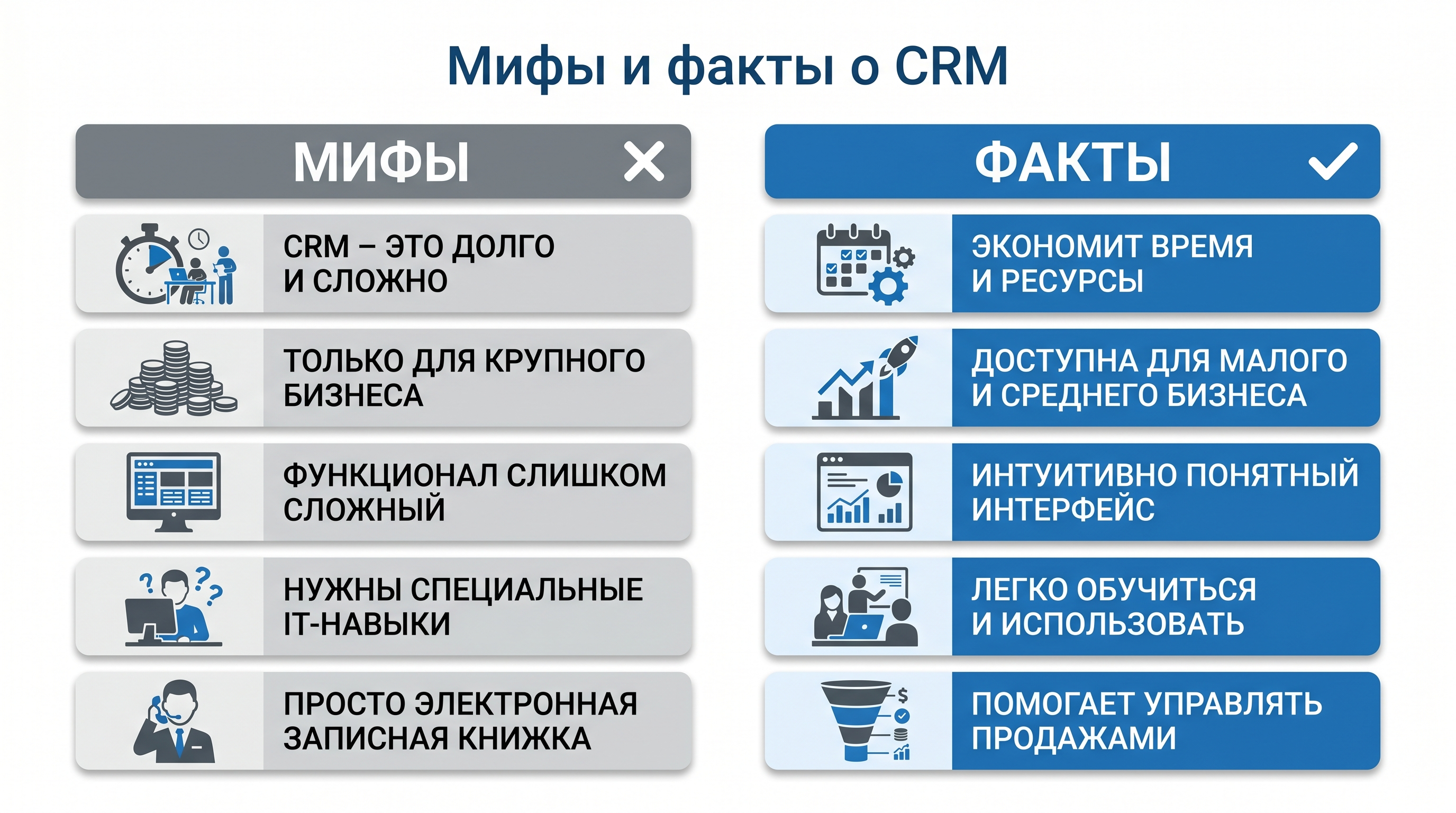 Инфографика: мифы и факты о CRM-системах