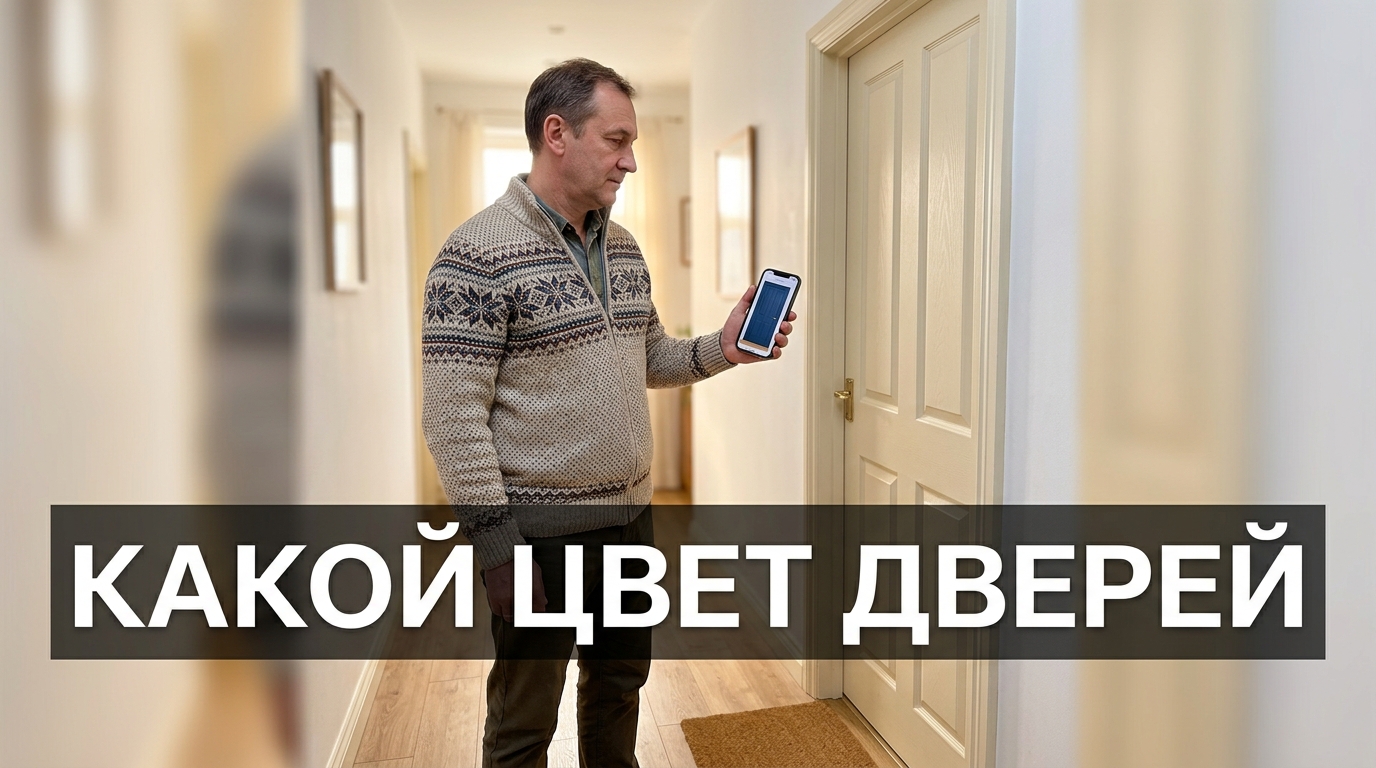 Цвет межкомнатных дверей: примерил белые, тёмные и под дерево на фото квартиры