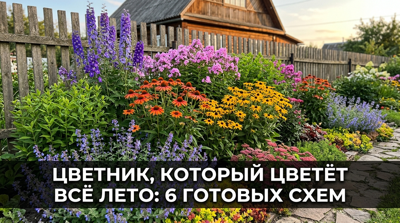 Цветник, который цветёт всё лето: 6 готовых схем