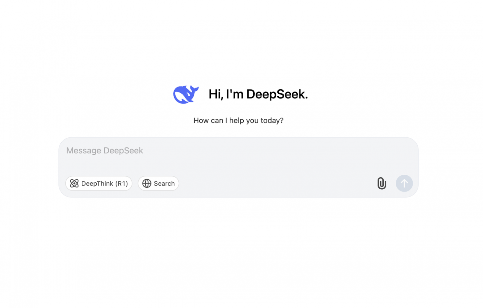Скриншот интерфейса DeepSeek — чат с режимами DeepThink и Search