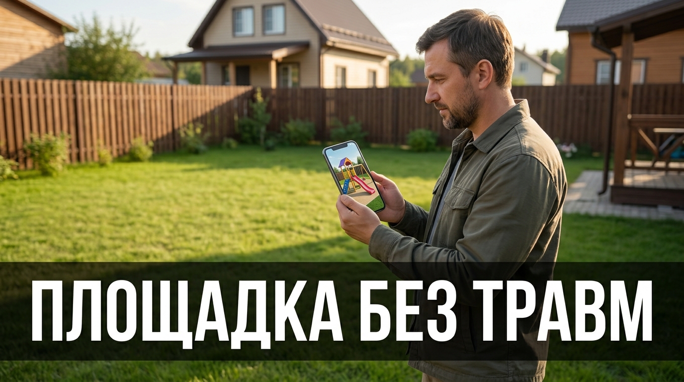 Детская площадка на участке: примерил безопасные зоны на фото
