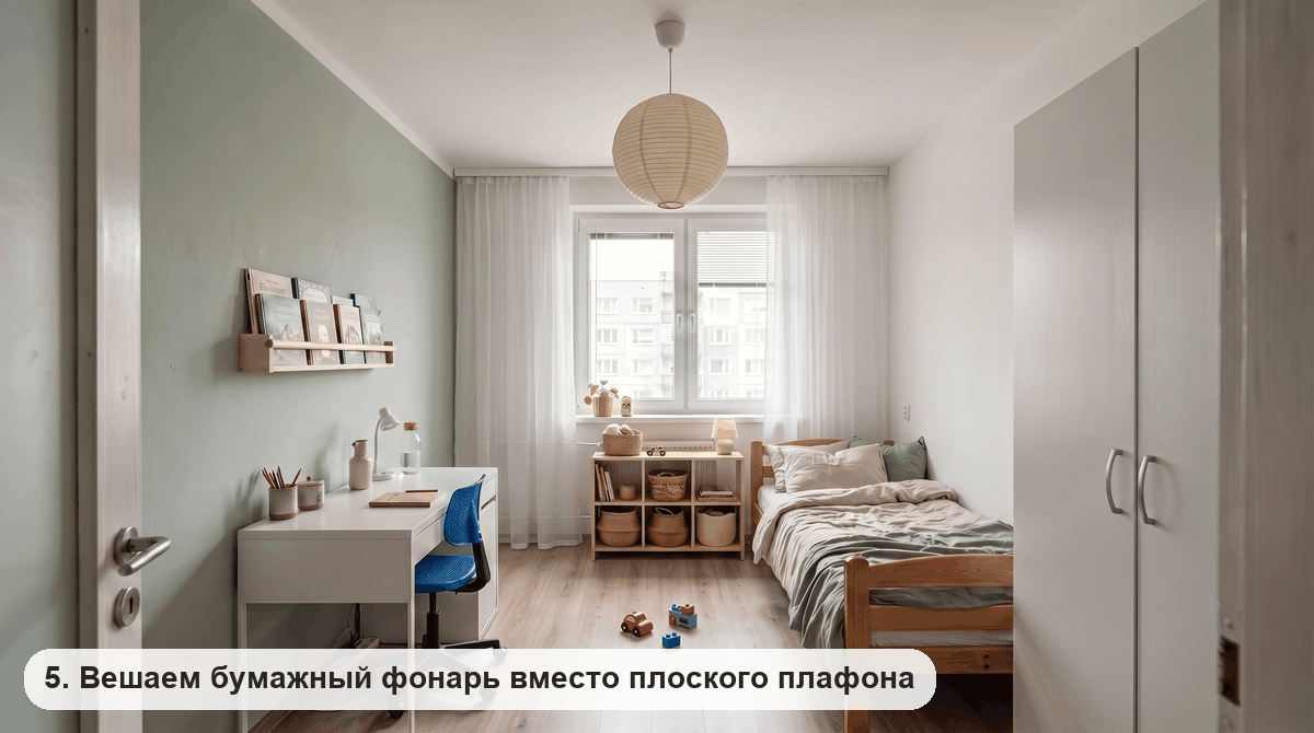 Подвесной светильник-шар из белой рисовой бумаги под потолком детской