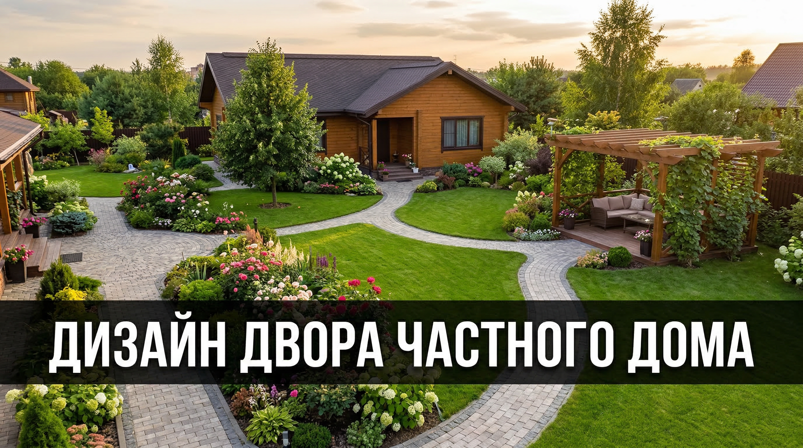 Дизайн двора частного дома: зоны, покрытия и озеленение