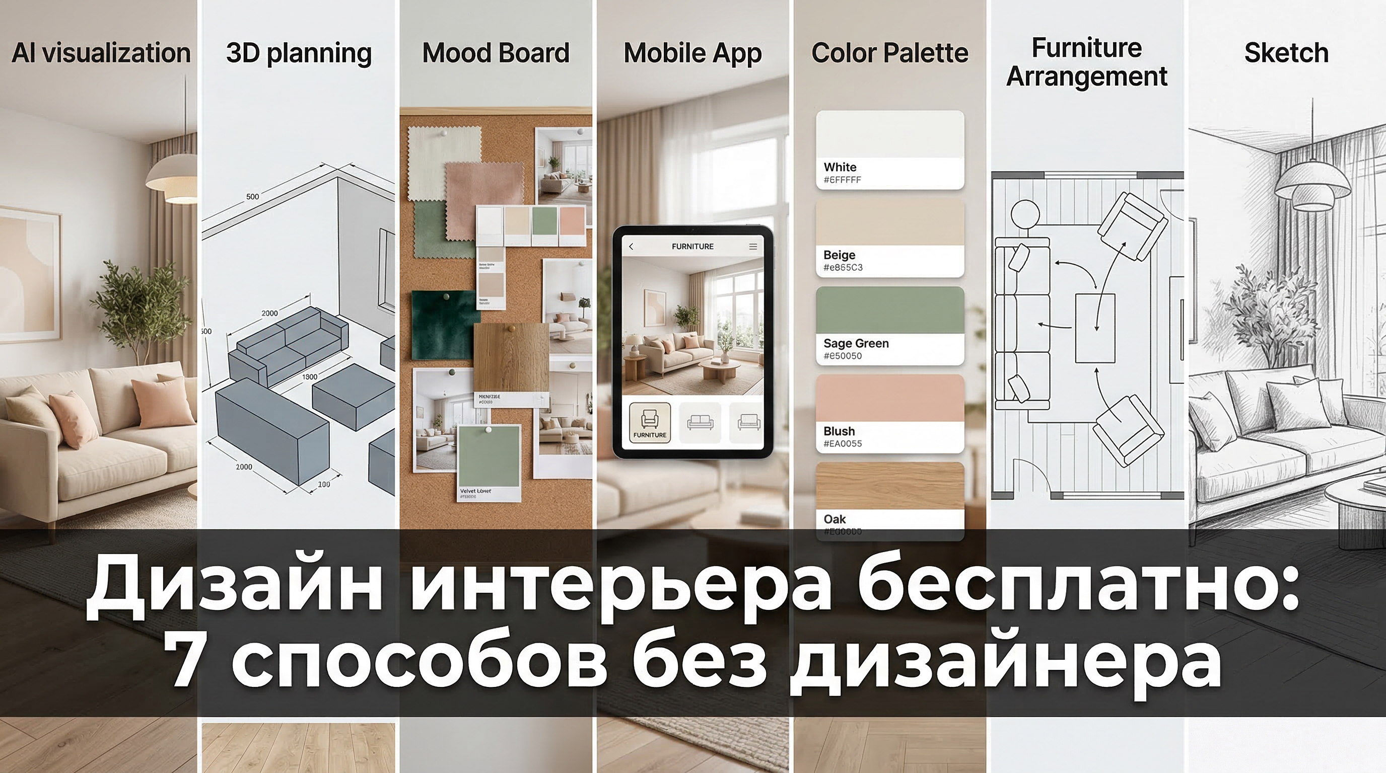 Дизайн интерьера бесплатно: 7 способов сделать проект без дизайнера — обложка статьи