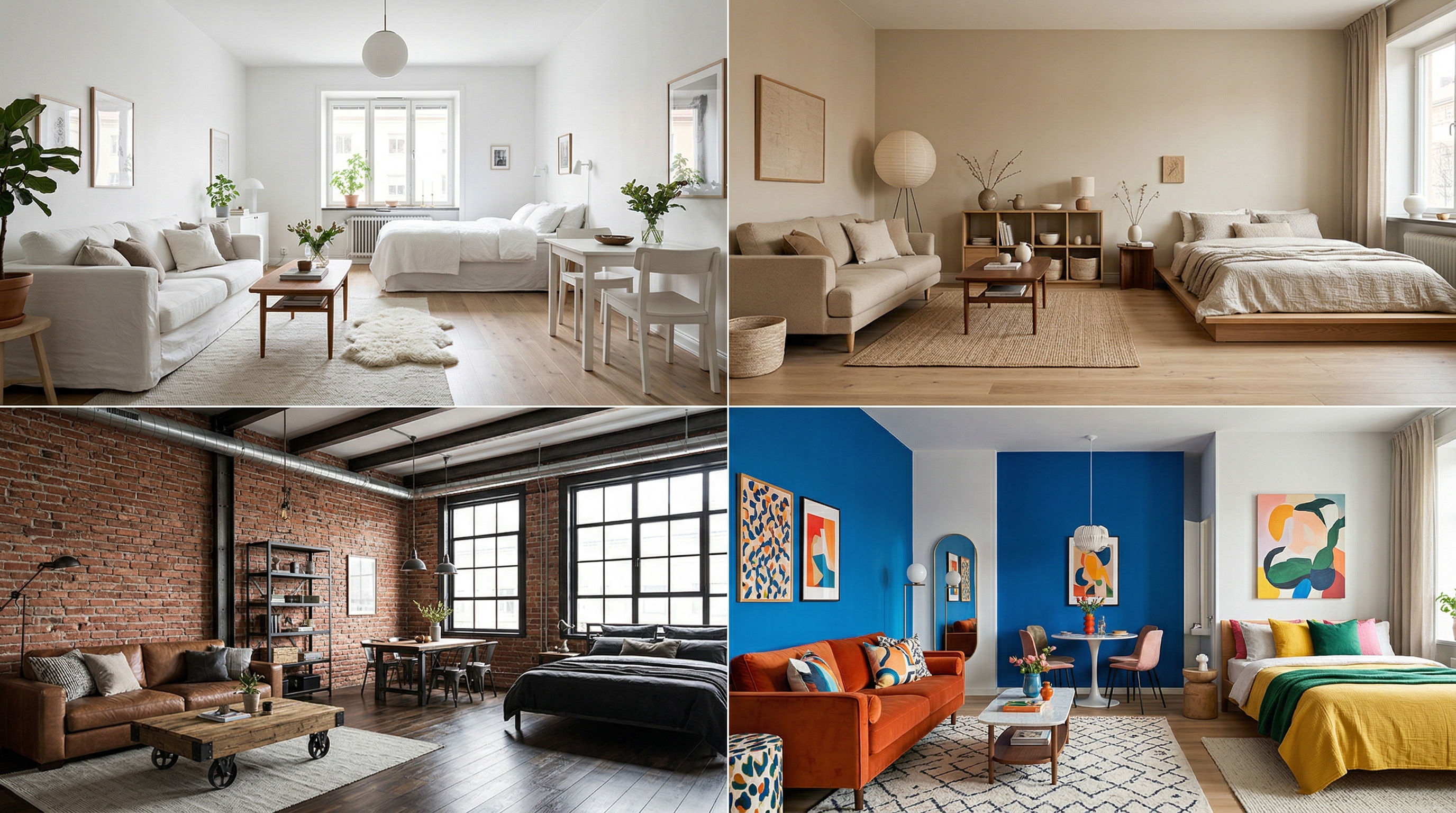 Четыре стиля интерьера для студии: скандинавский, Japandi, лофт, контемпорари