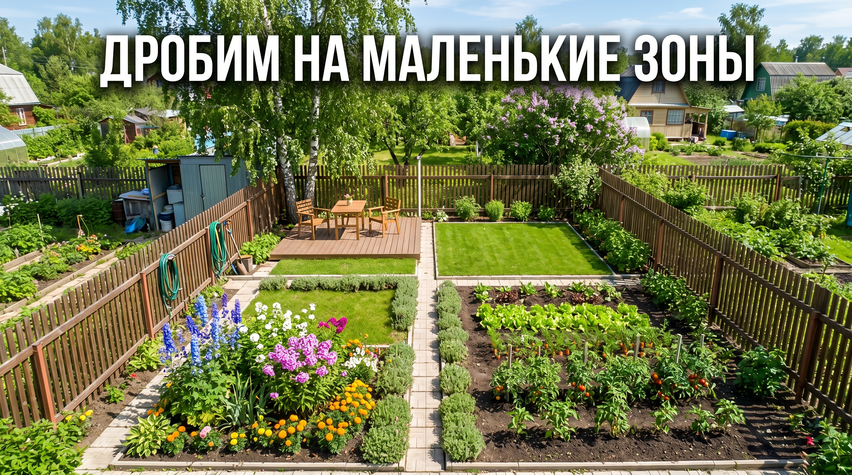 Участок 4 сотки разбитый на 4 функциональные зоны