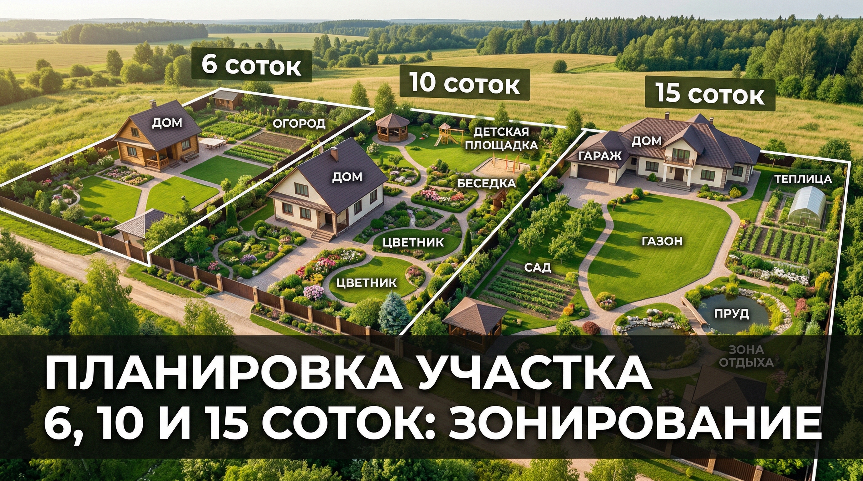Планировка участка 6, 10 и 15 соток: зонирование и ландшафтный дизайн