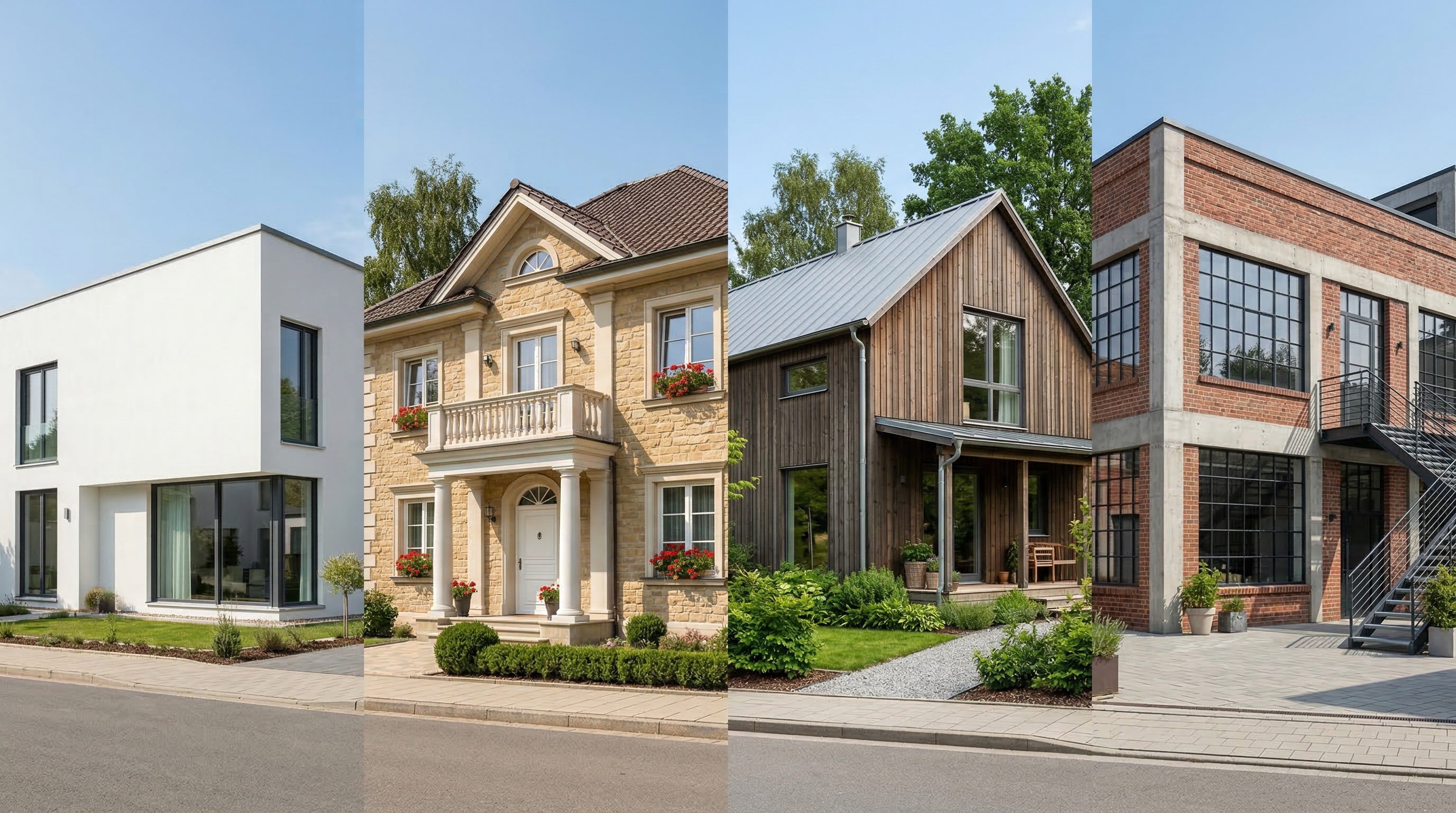 Четыре стиля фасада: минимализм, классика, скандинавский и лофт