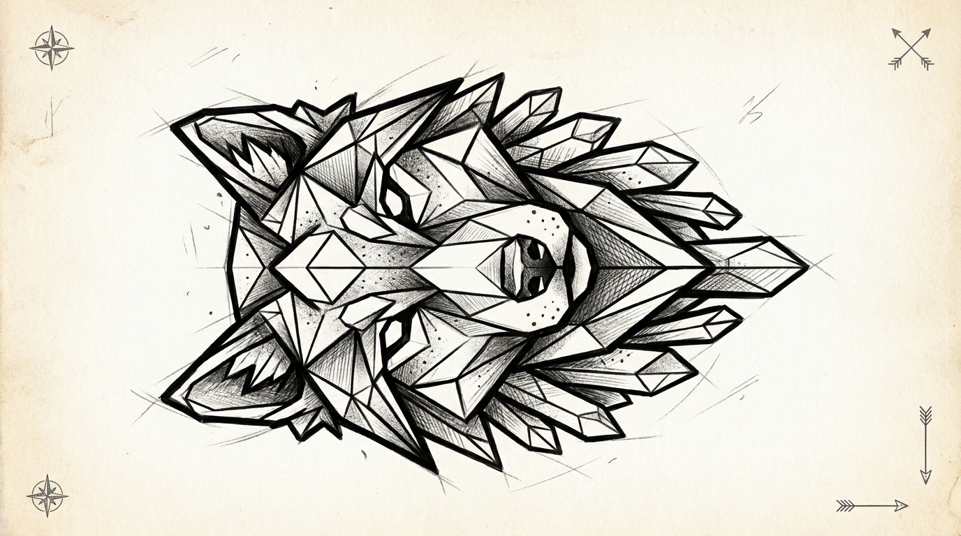 Графический эскиз геометрического волка