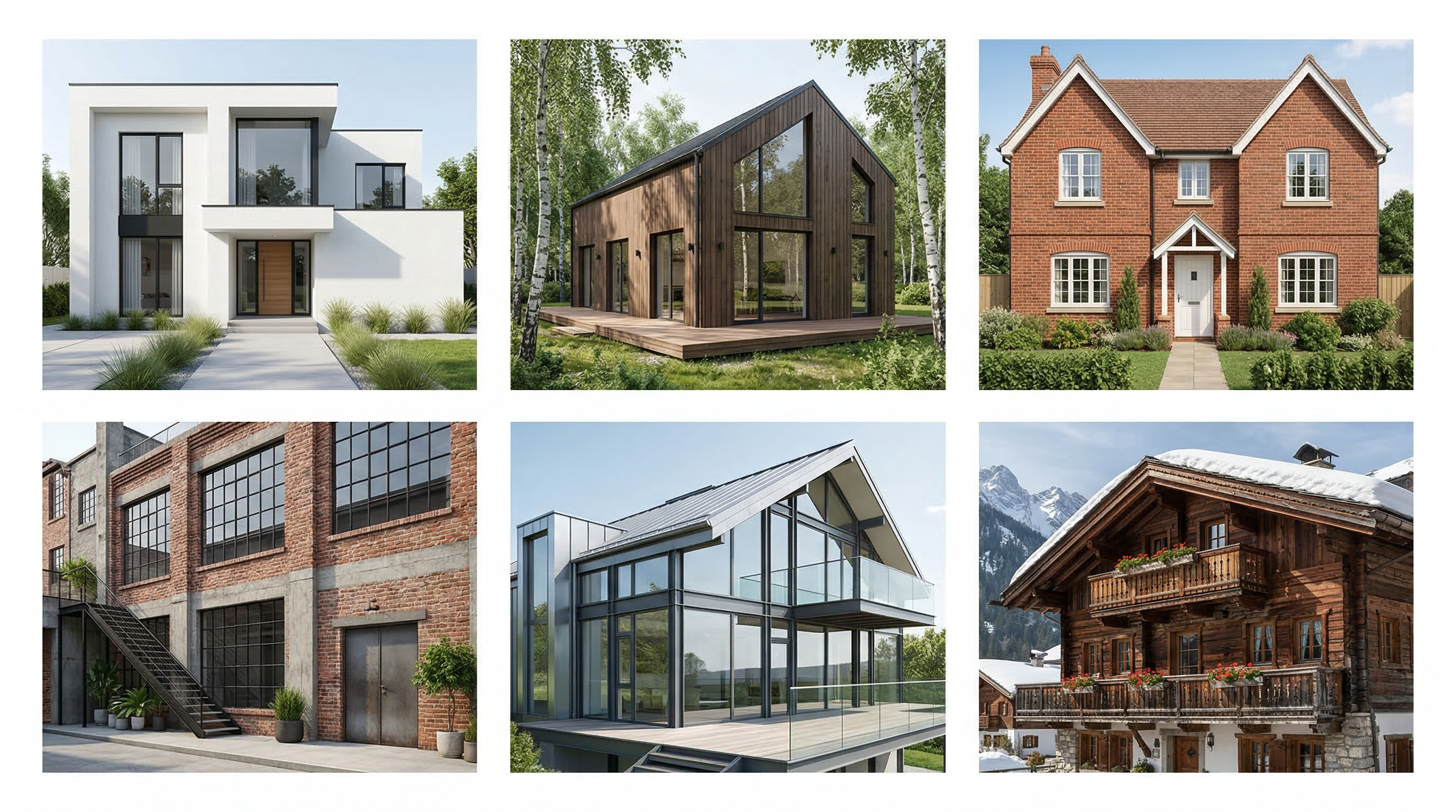 Шесть популярных стилей фасадов: минимализм, сканди, классика, лофт, хай-тек, шале