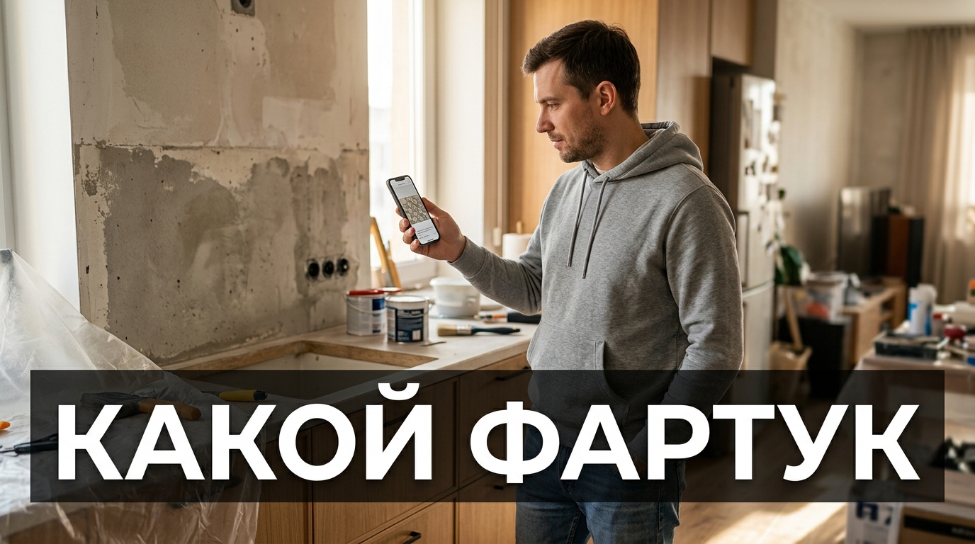 Фартук для кухни: примерил материалы на фото, прежде чем заказывать