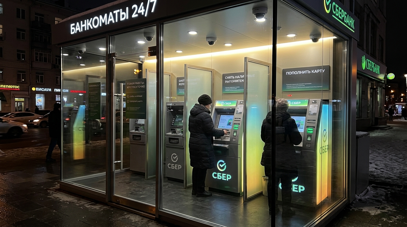 Банкоматная зона 24/7 за защитным стеклом