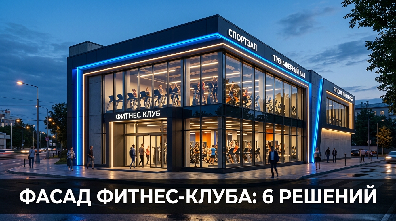 Фасад фитнес-клуба: 6 решений, что выделяют на улице