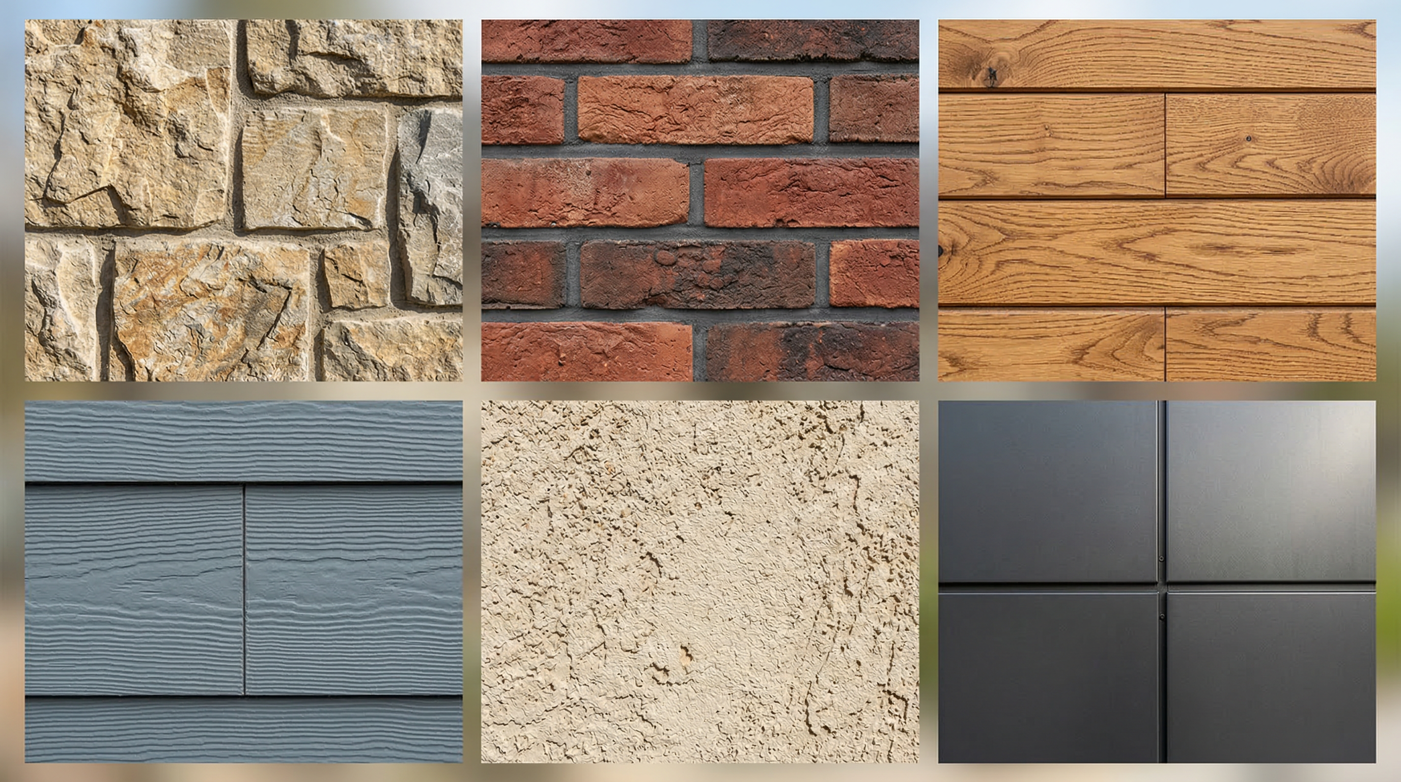 Материалы для отделки фасада: натуральный камень, клинкерный кирпич, дерево, фиброцементный сайдинг, штукатурка, металлические панели