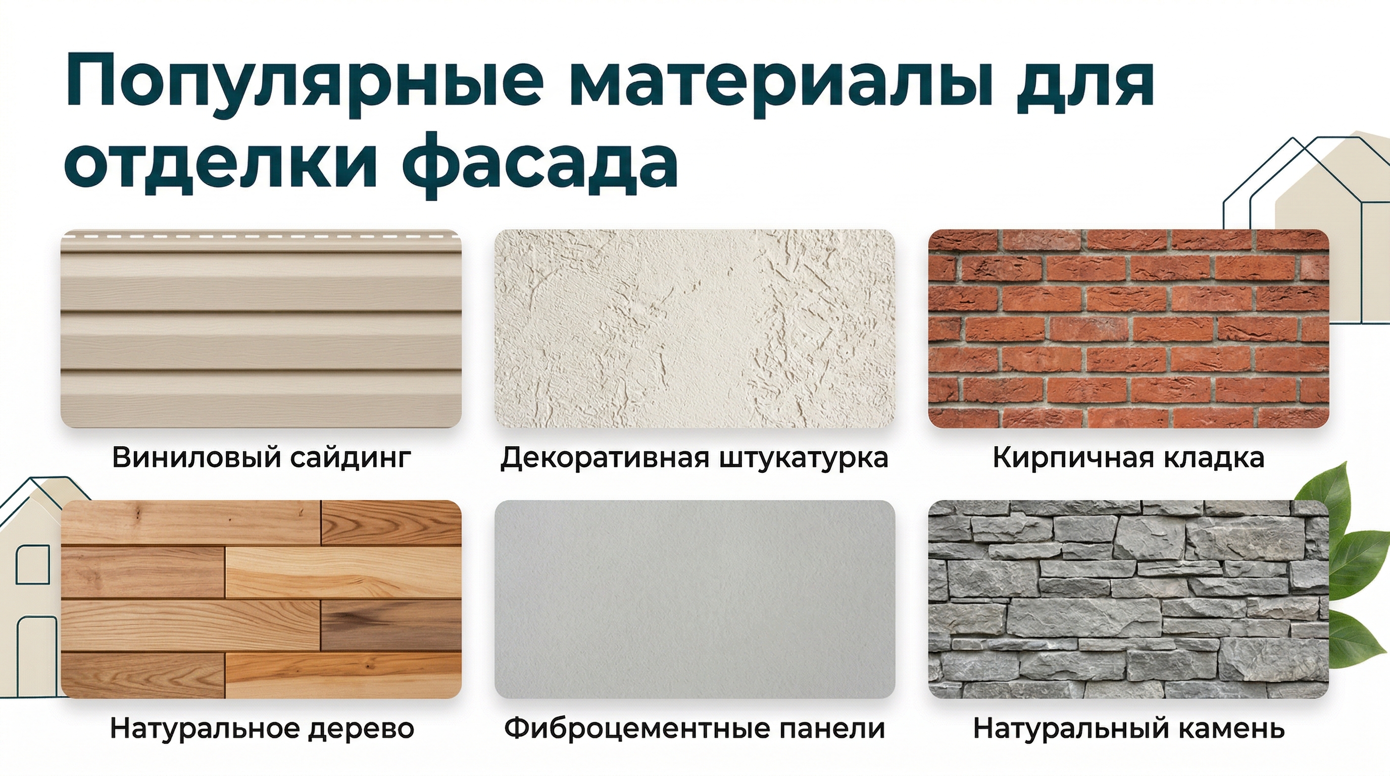 Популярные материалы для отделки фасада