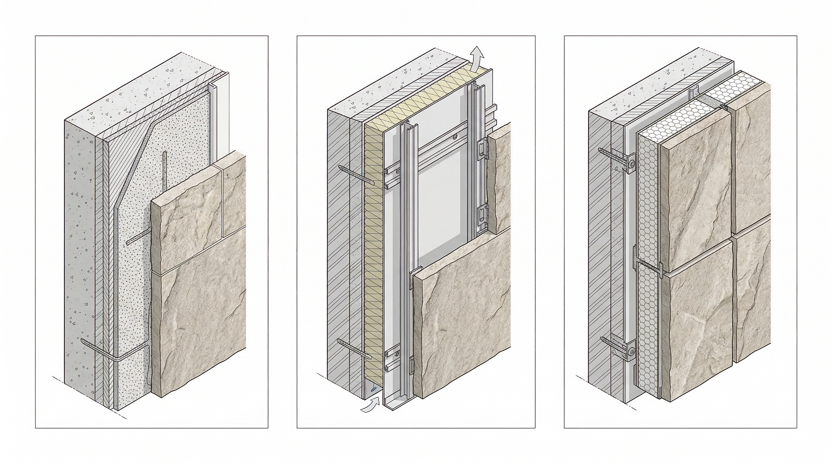 Три способа монтажа камня на фасад — мокрый, вентилируемый, термопанели