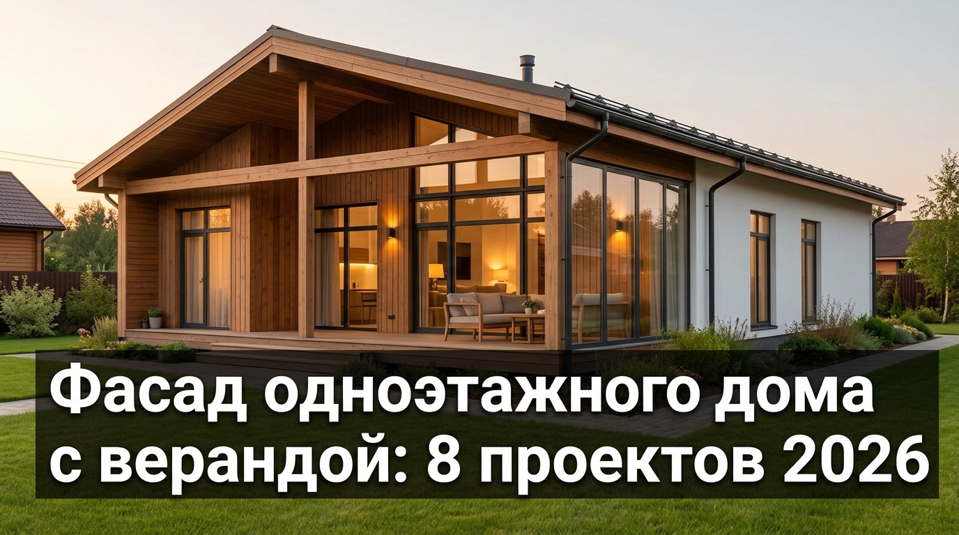 Фасад одноэтажного дома с верандой: 8 проектов 2026