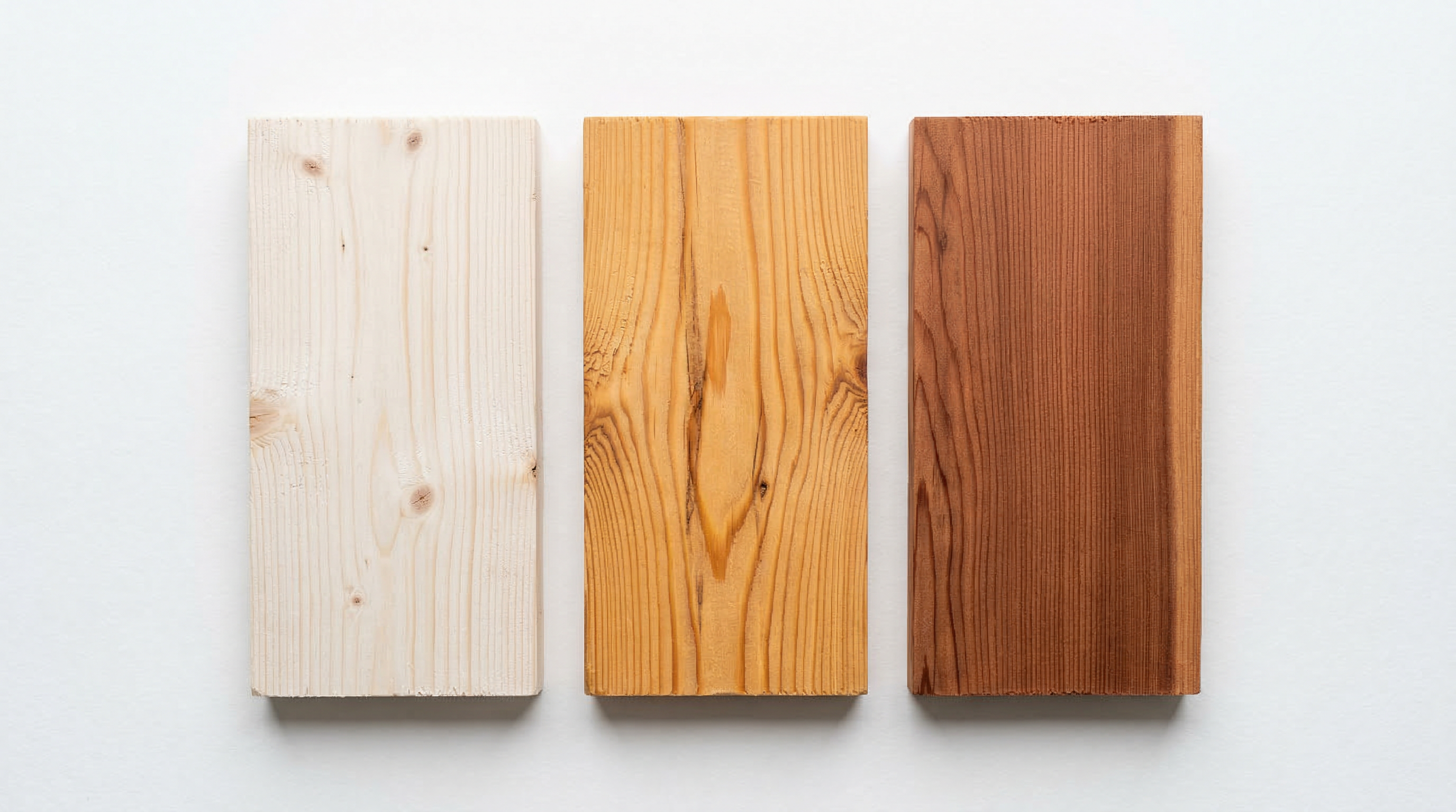 Три породы дерева для фасада — сосна, лиственница, кедр