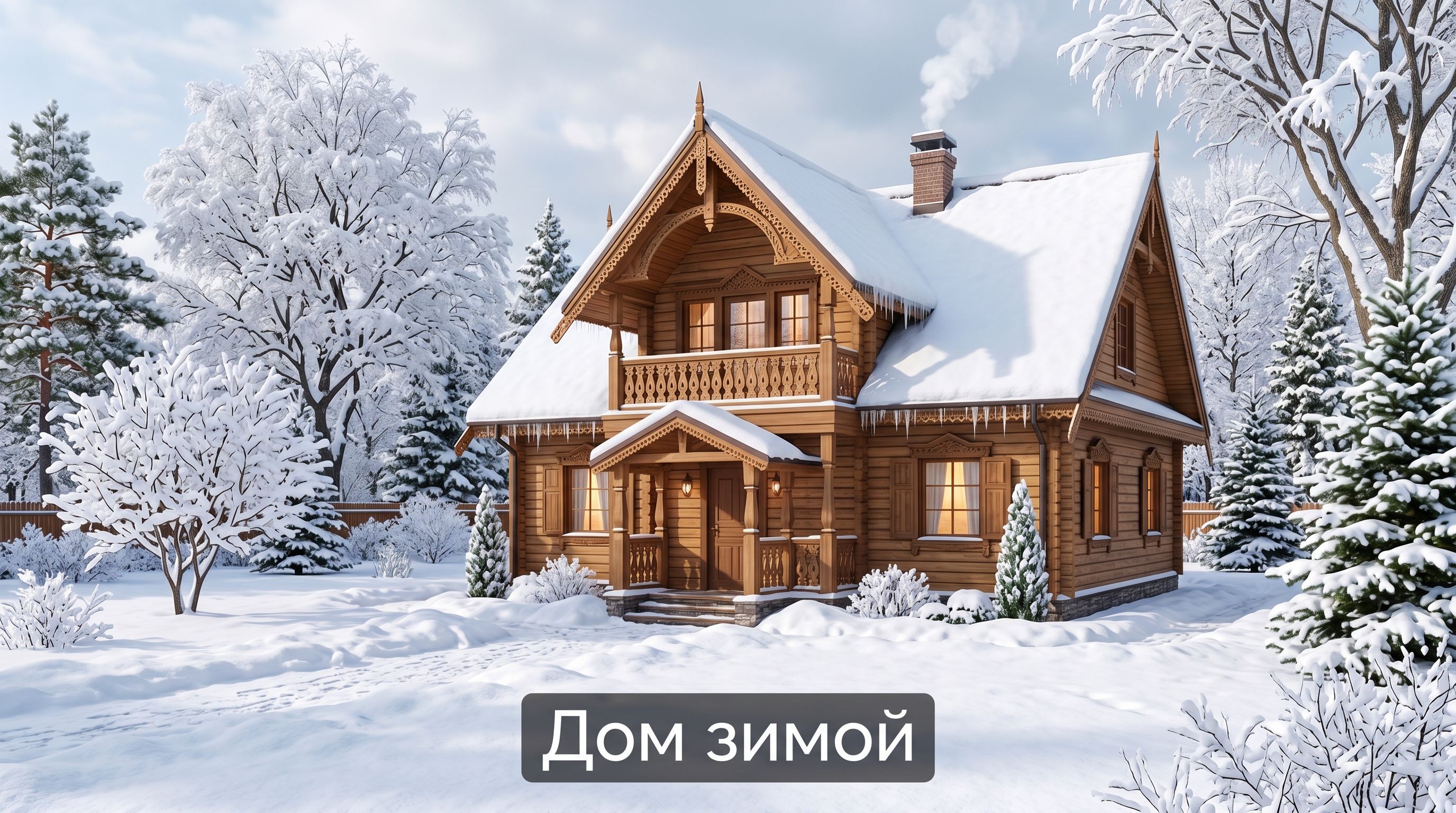 Как дом смотрится зимой — визуализация нейросетью
