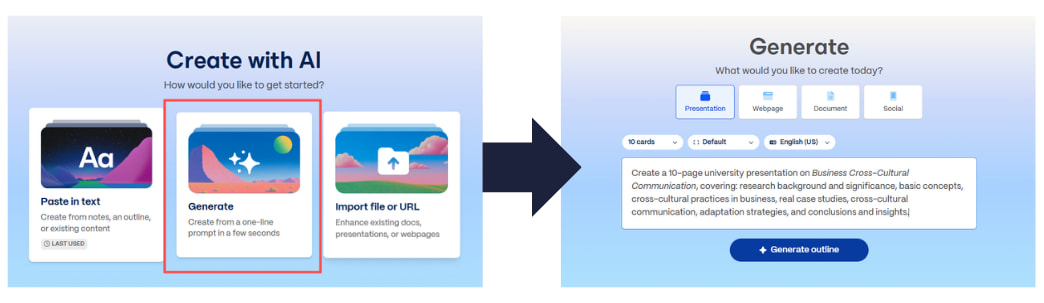 Скриншот интерфейса Gamma — ИИ-редактор презентаций с Agent