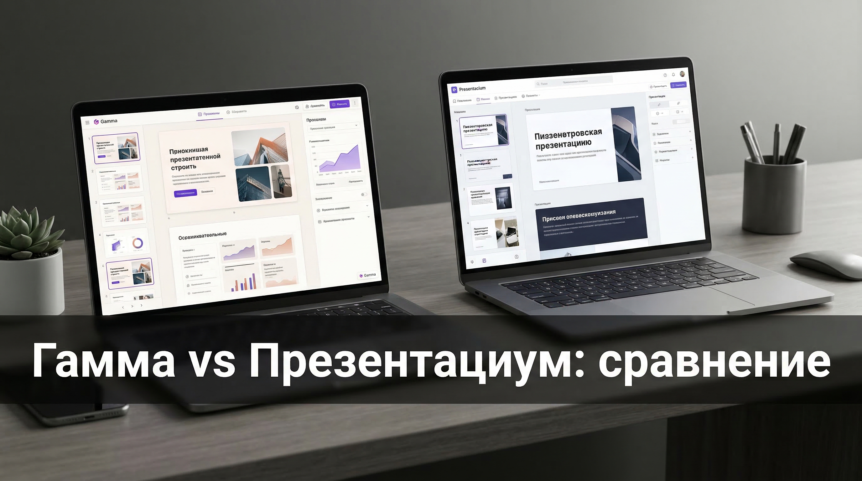 Сравнение Gamma и Presentacium — два генератора презентаций на ИИ
