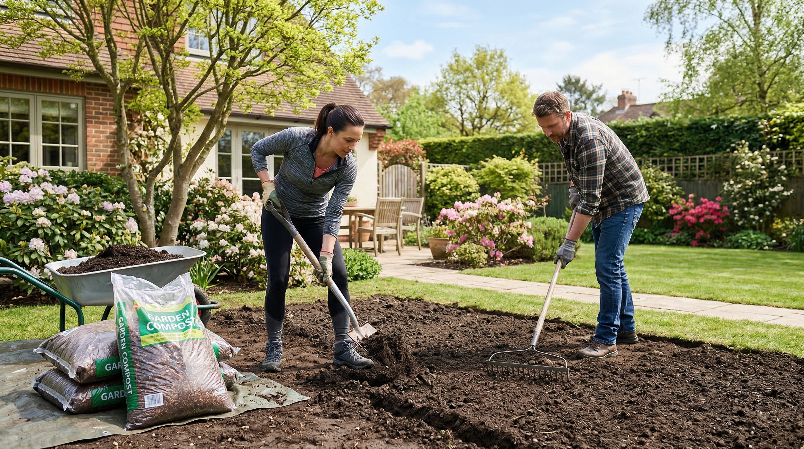 Подготовка почвы: перекопка и выравнивание участка перед посевом газона