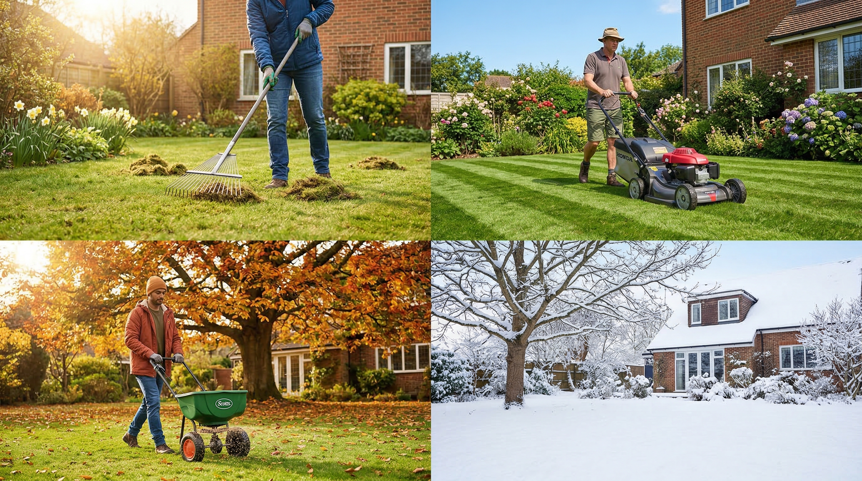 Сезонный уход за газоном — весна, лето, осень, зима