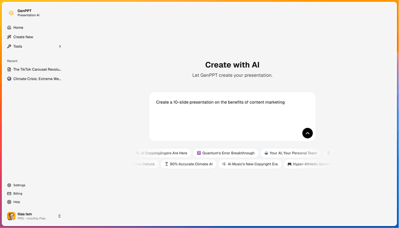 Скриншот GenPPT — Create with AI